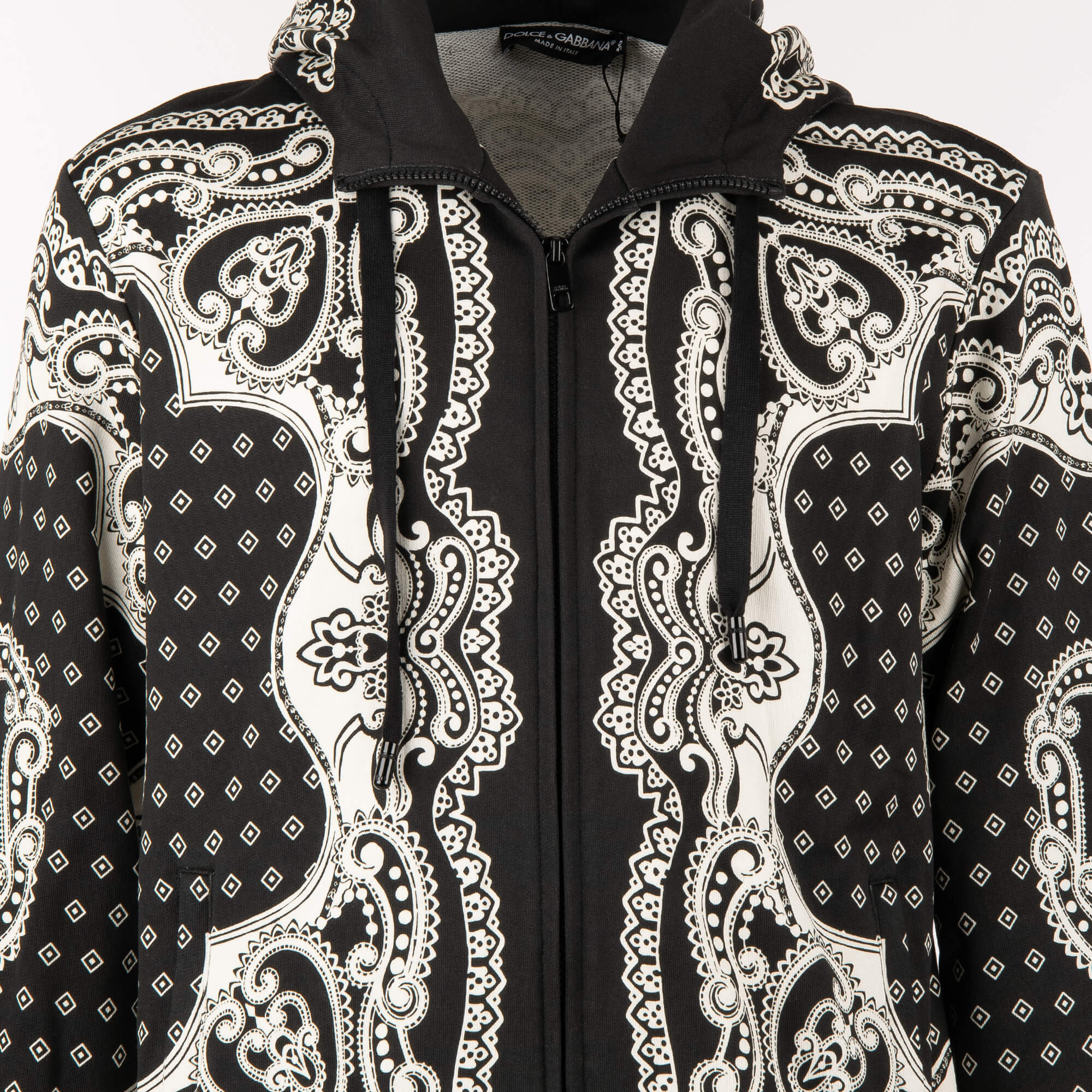 Bandana and Crown printed hooded jacket with zip closure and pockets by DOLCE & GABBANA