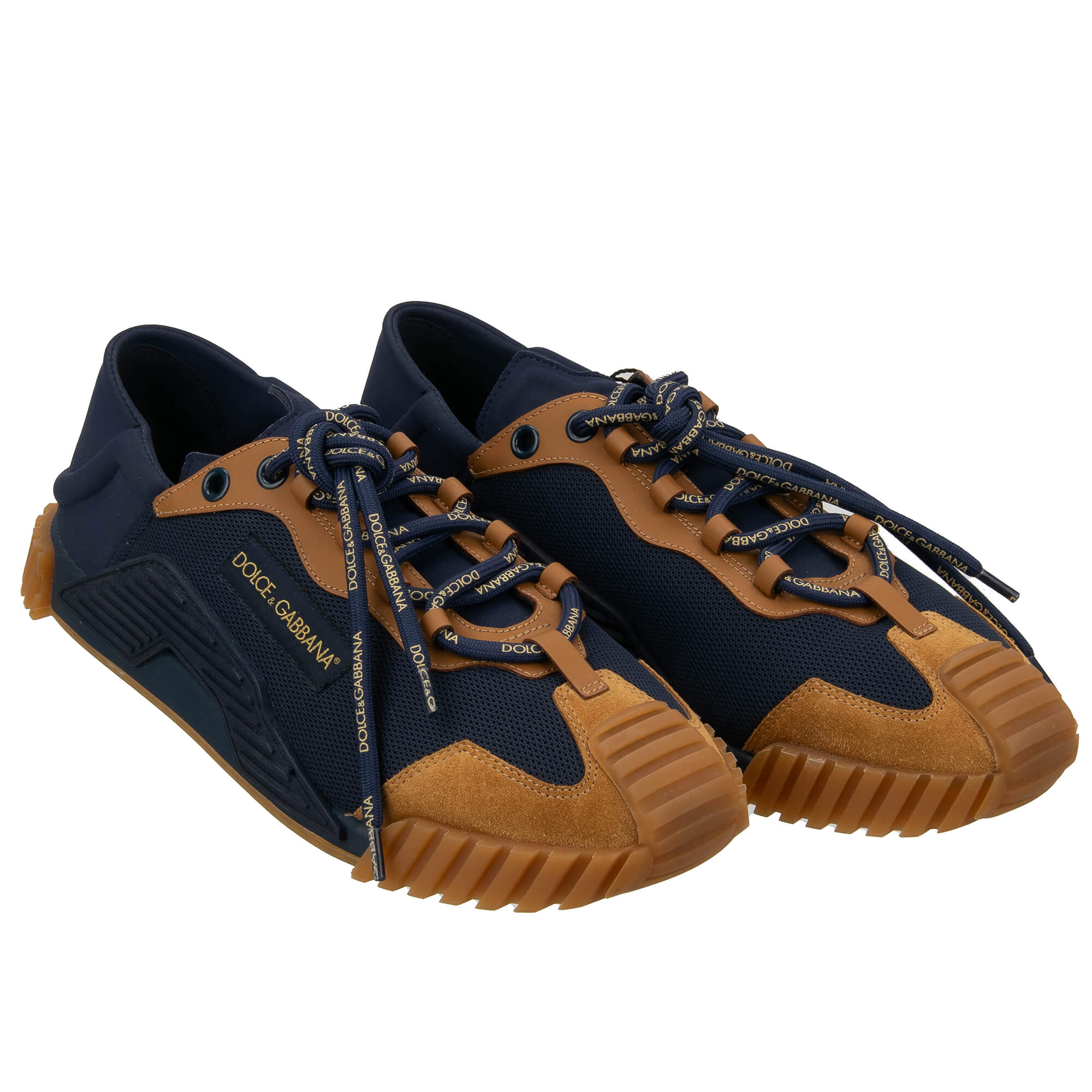 DG Logo Low-Top Men Sneaker Shoes NS1 Blue Beige 45 UK 11 US 12