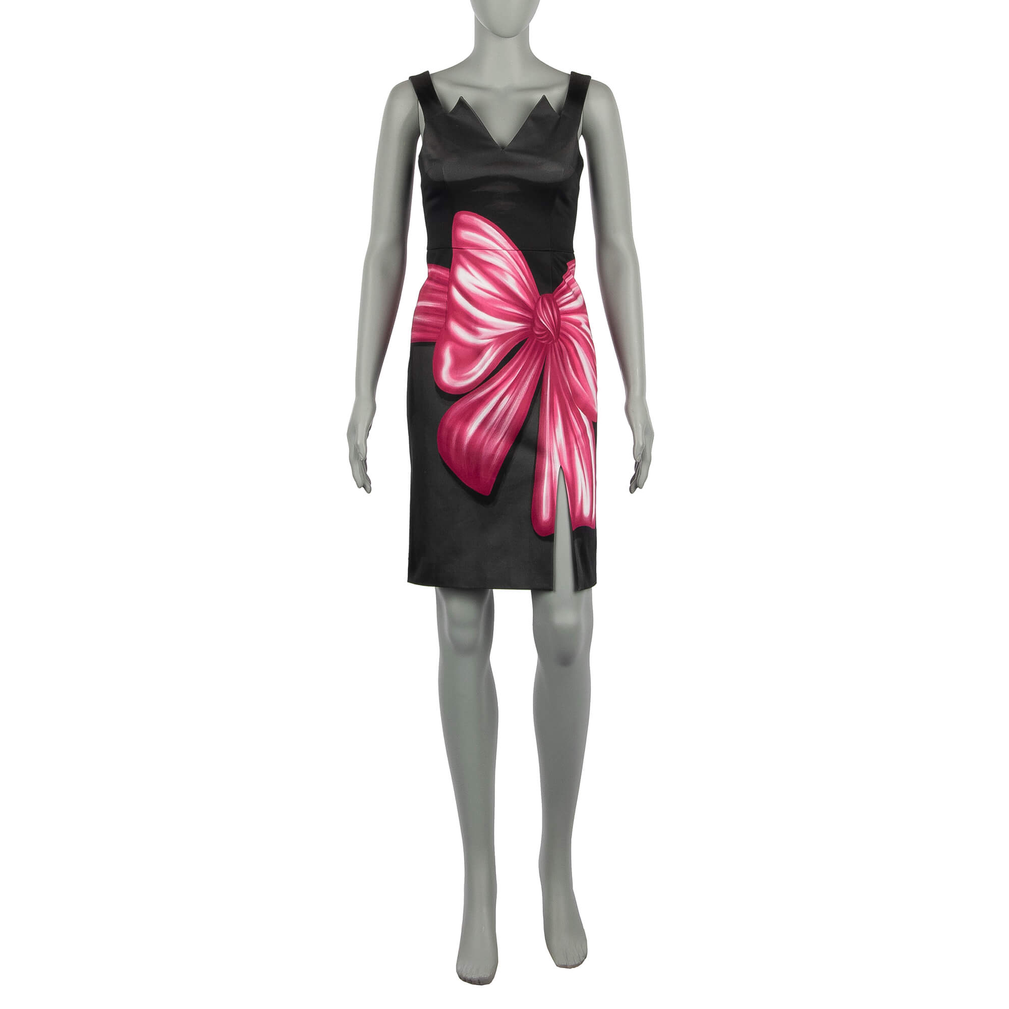 COUTURE Bow Tie Printed Dress Black Pink