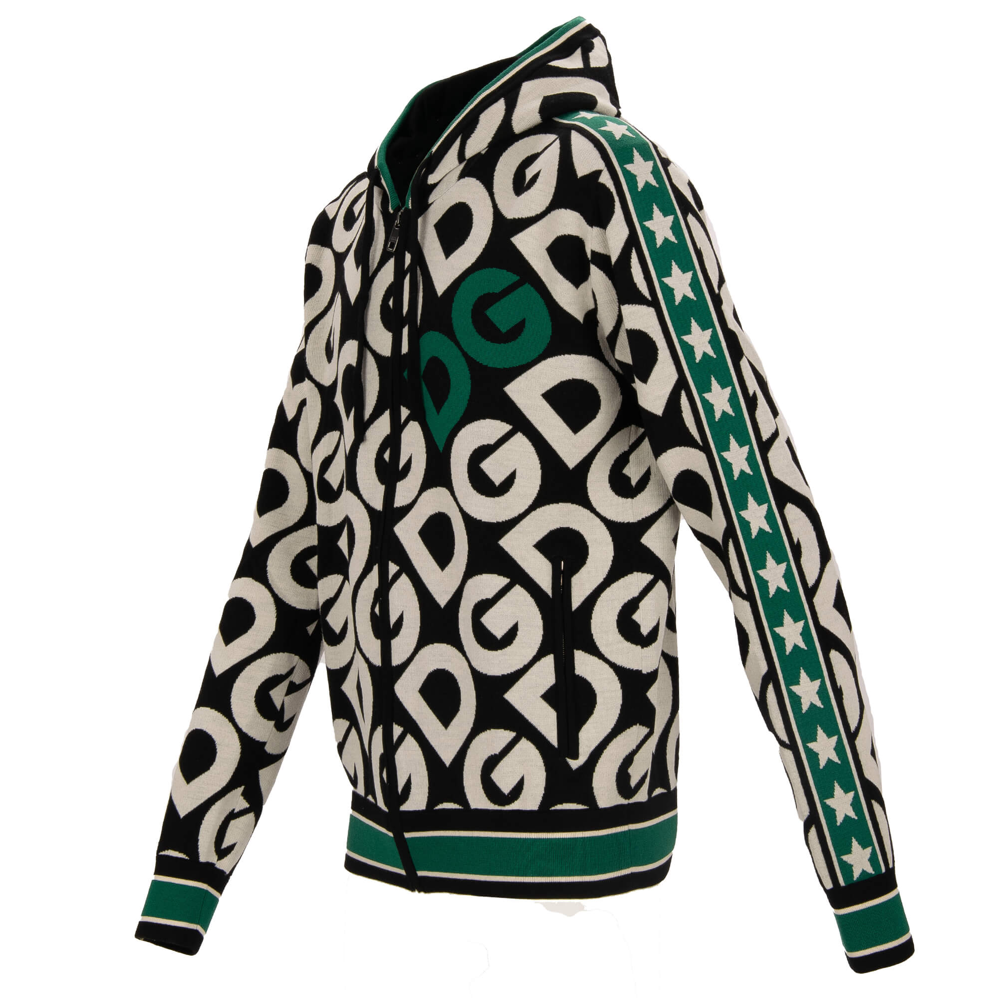 Hoodie Jacke / Kapuzenjacke mit DG Logo Sternen Print und Taschen mit Reißverschluss von DOLCE & GABBANA