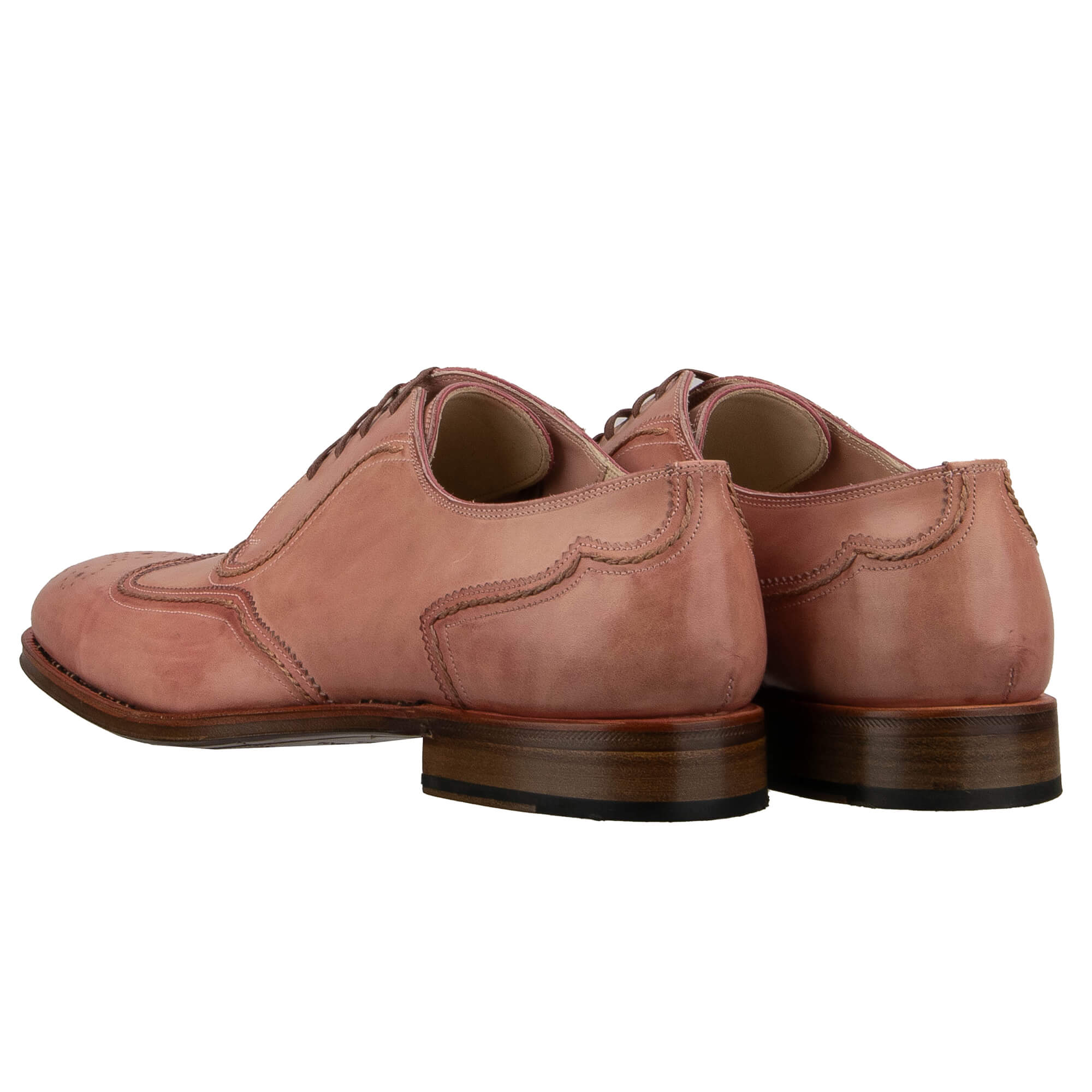 Handmade leather derby shoes ROMA with Good Year sole in beige-pink by DOLCE & GABBANA