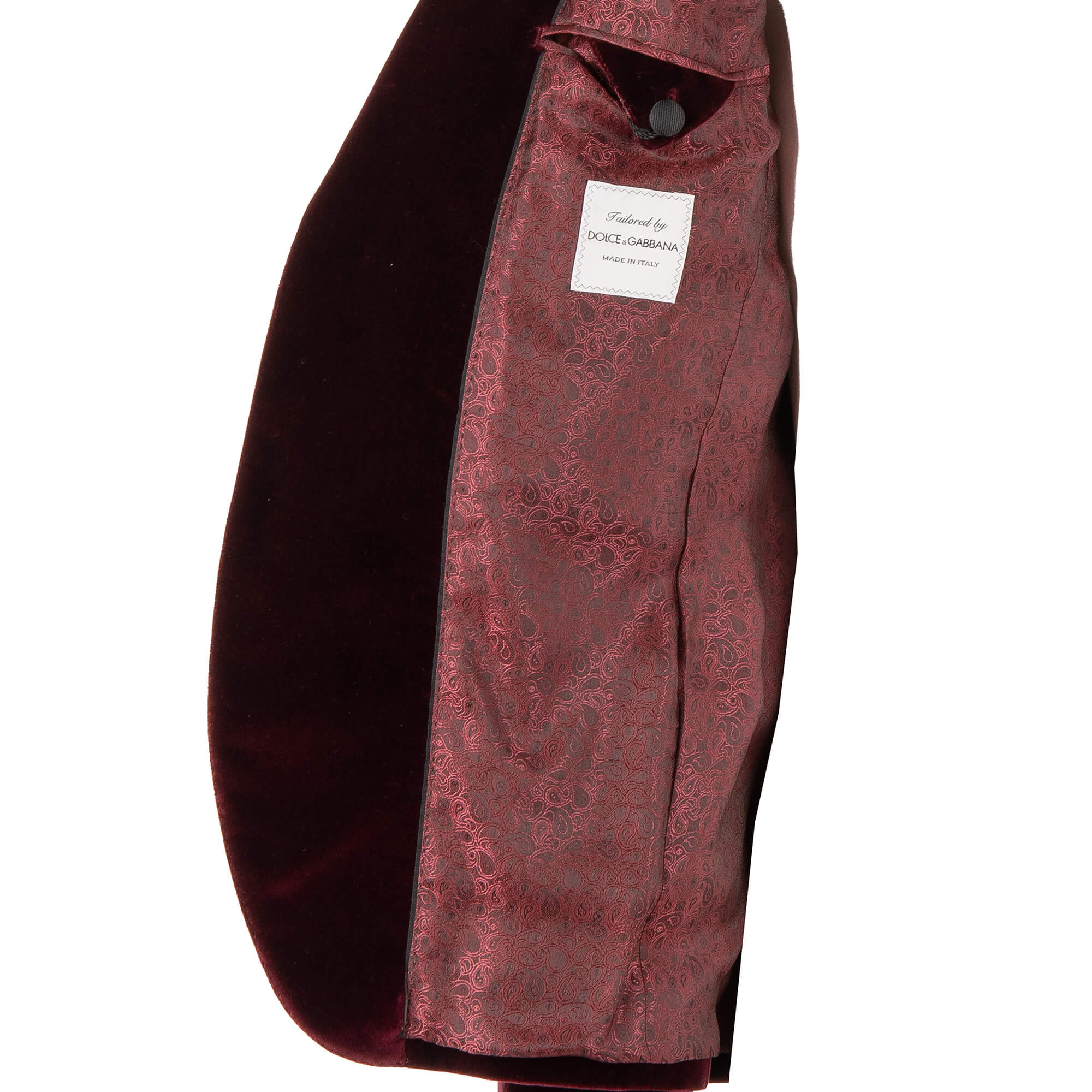 Blazer aus Samt mit spitzem Kragen, und Perlen, Kronen, Fuchs Stickerei in Bordeaux von DOLCE & GABBANA