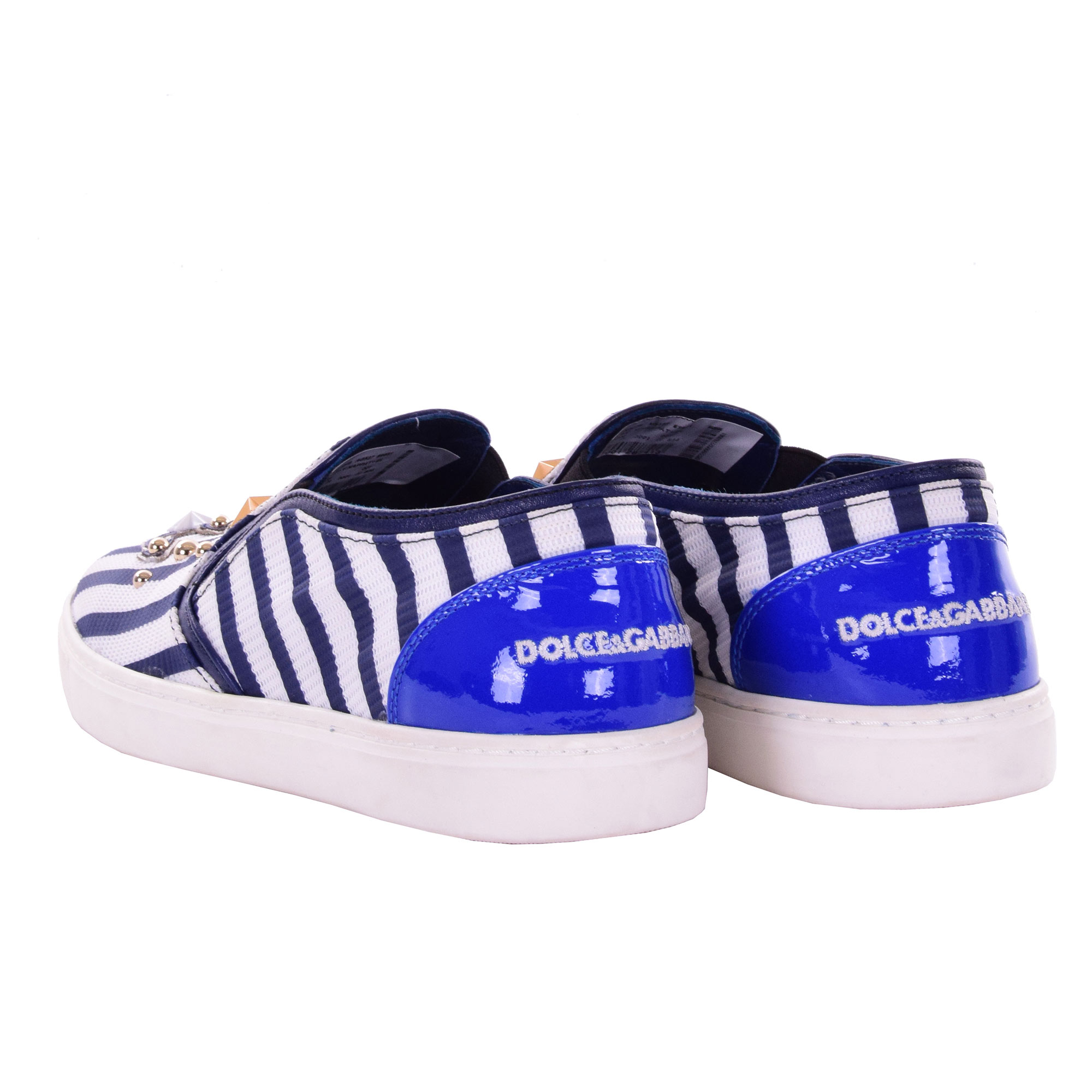 Slip-On Sneaker LONDON mit Anker Applikation, Sternen, Nieten und DG Logo in blau und weiß von DOLCE & GABBANA Black Label