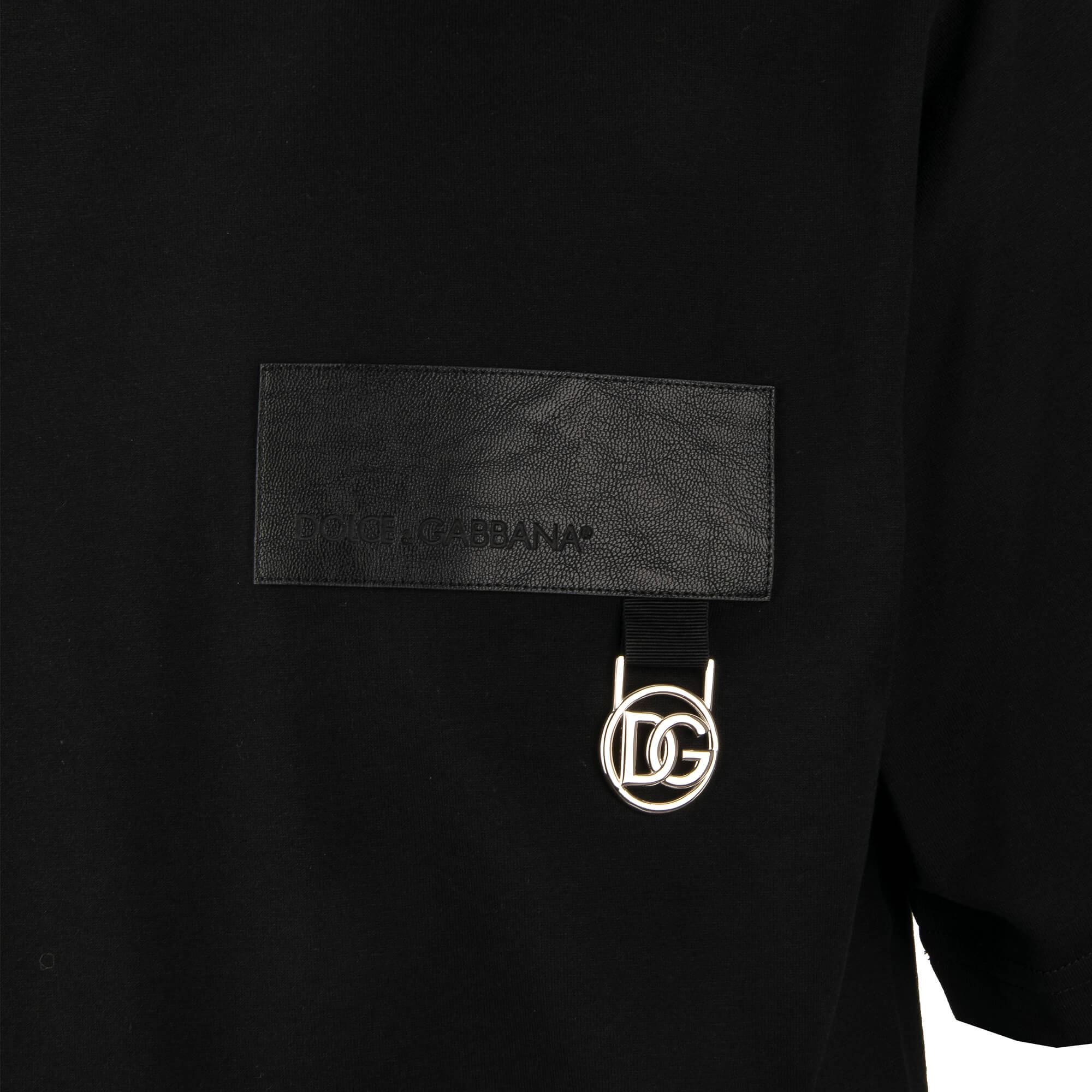 Baumwolle T-Shirt mit DG Metal Logo und Patch in Schwarz von DOLCE & GABBANA