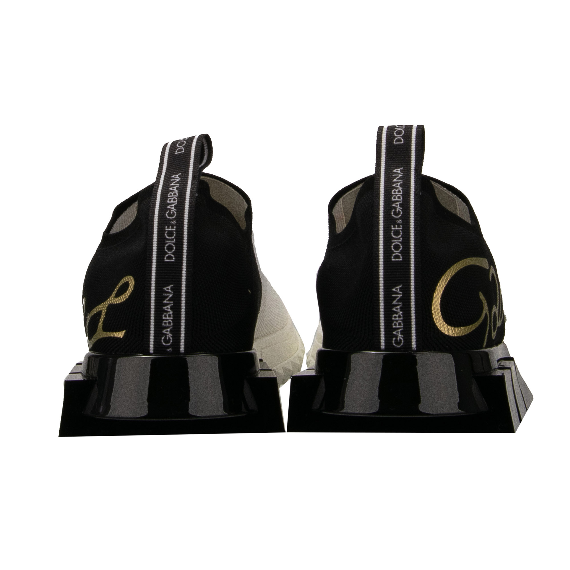 Elastische Slip-On Sneaker SORRENTO für Herren mit DG Logo in Weiß, Gold und Schwarz von DOLCE & GABBANA