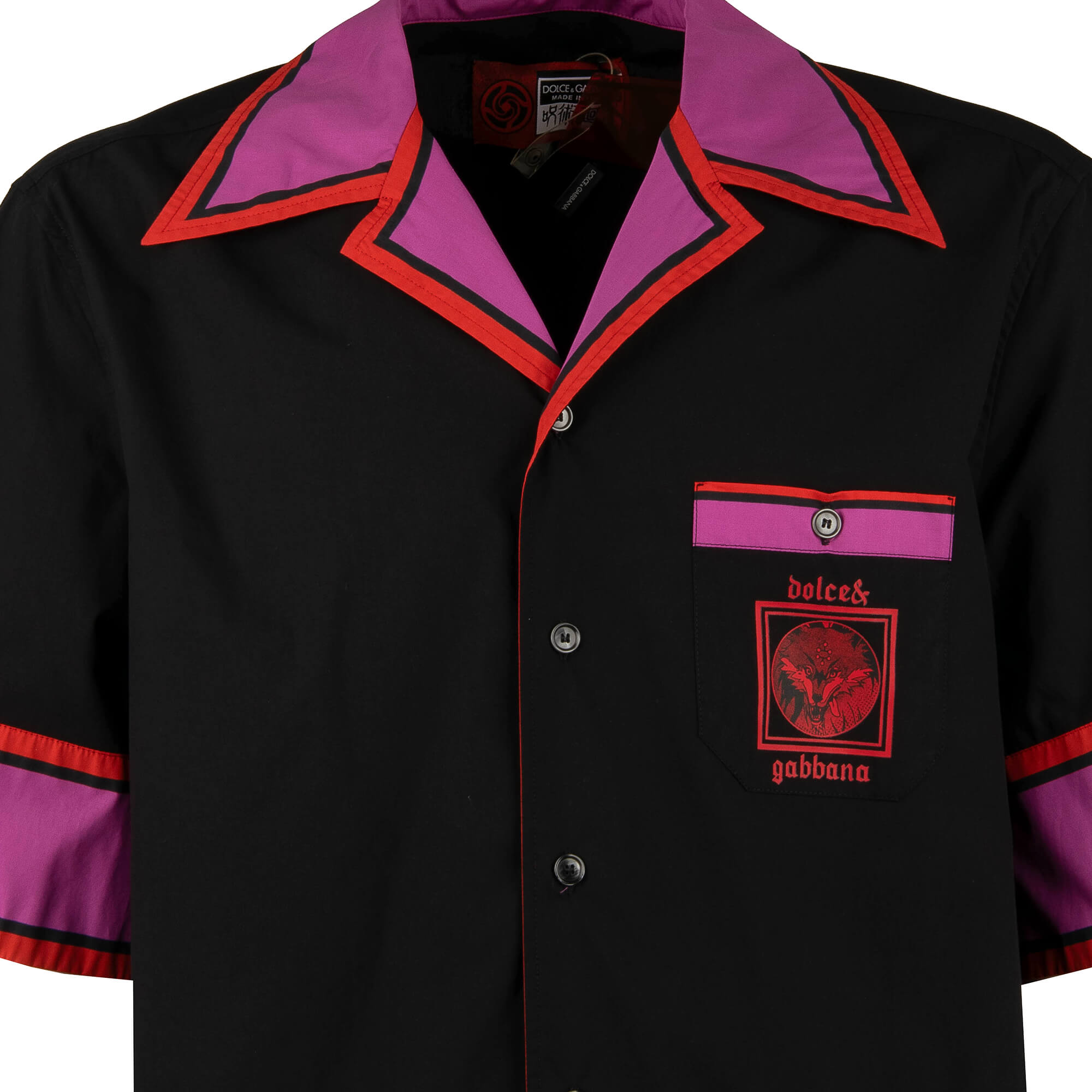 Short sleeves Hawaii cotton shirt with Jujutsu Kaisen Design, logo print and front pocket by DOLCE & GABBANA 