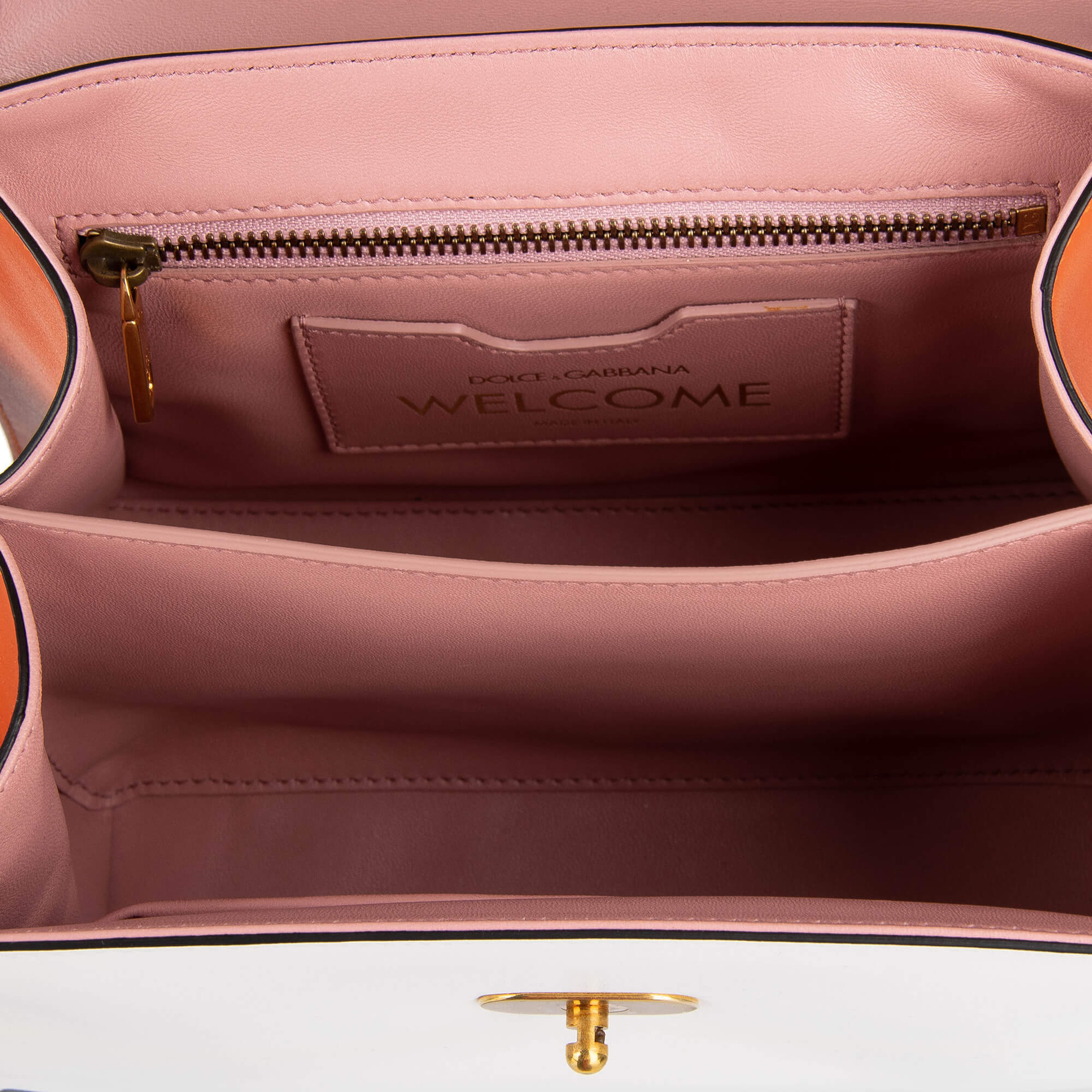 Handtasche / Schultertasche WELCOME aus Leder mit Eidechse Print, doppeltem Griff, Pelz Griff und Klingel Verschluss von DOLCE & GABBANA