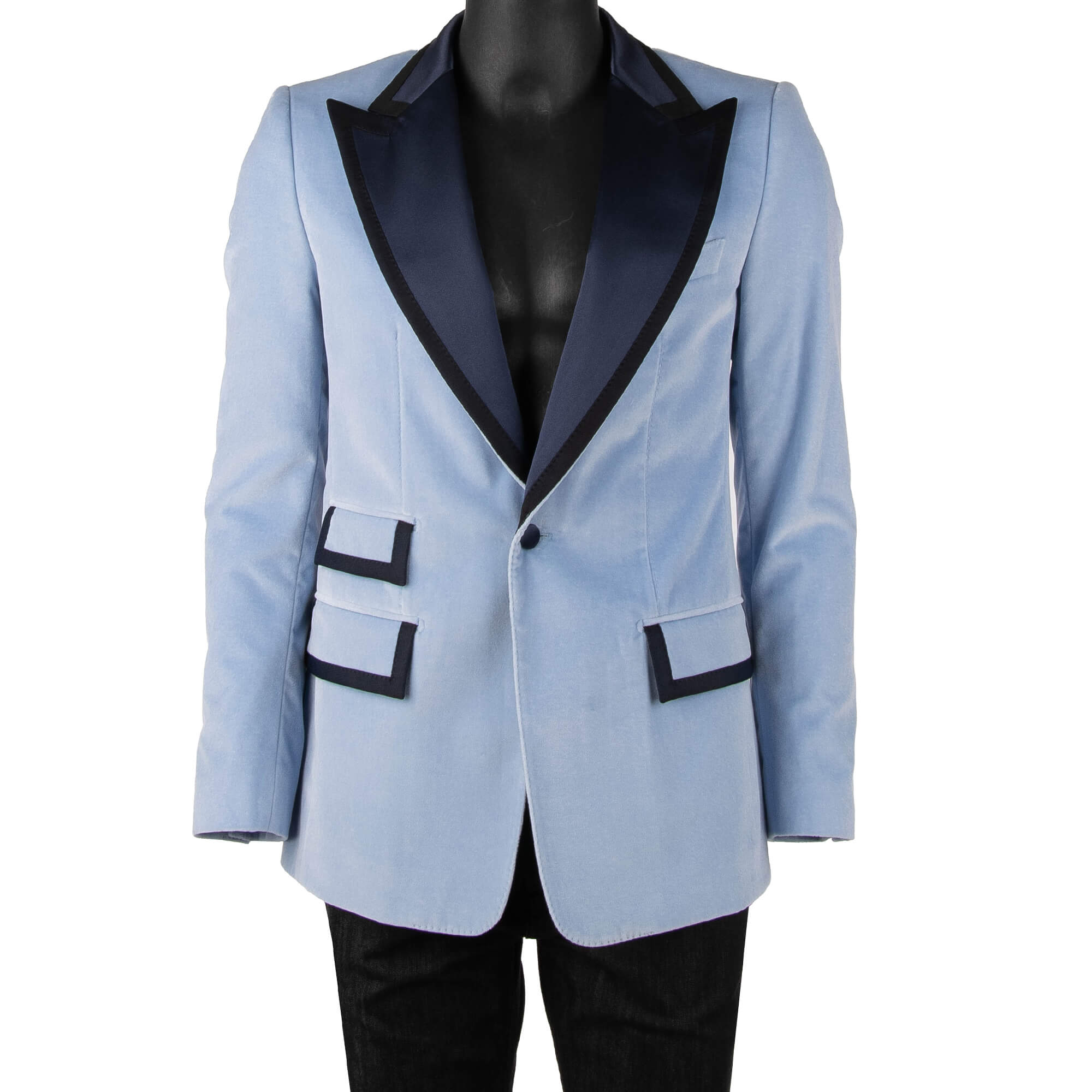 Blazer aus Samt mit Kontrast Kragen aus Seide und Taschen von DOLCE & GABBANA