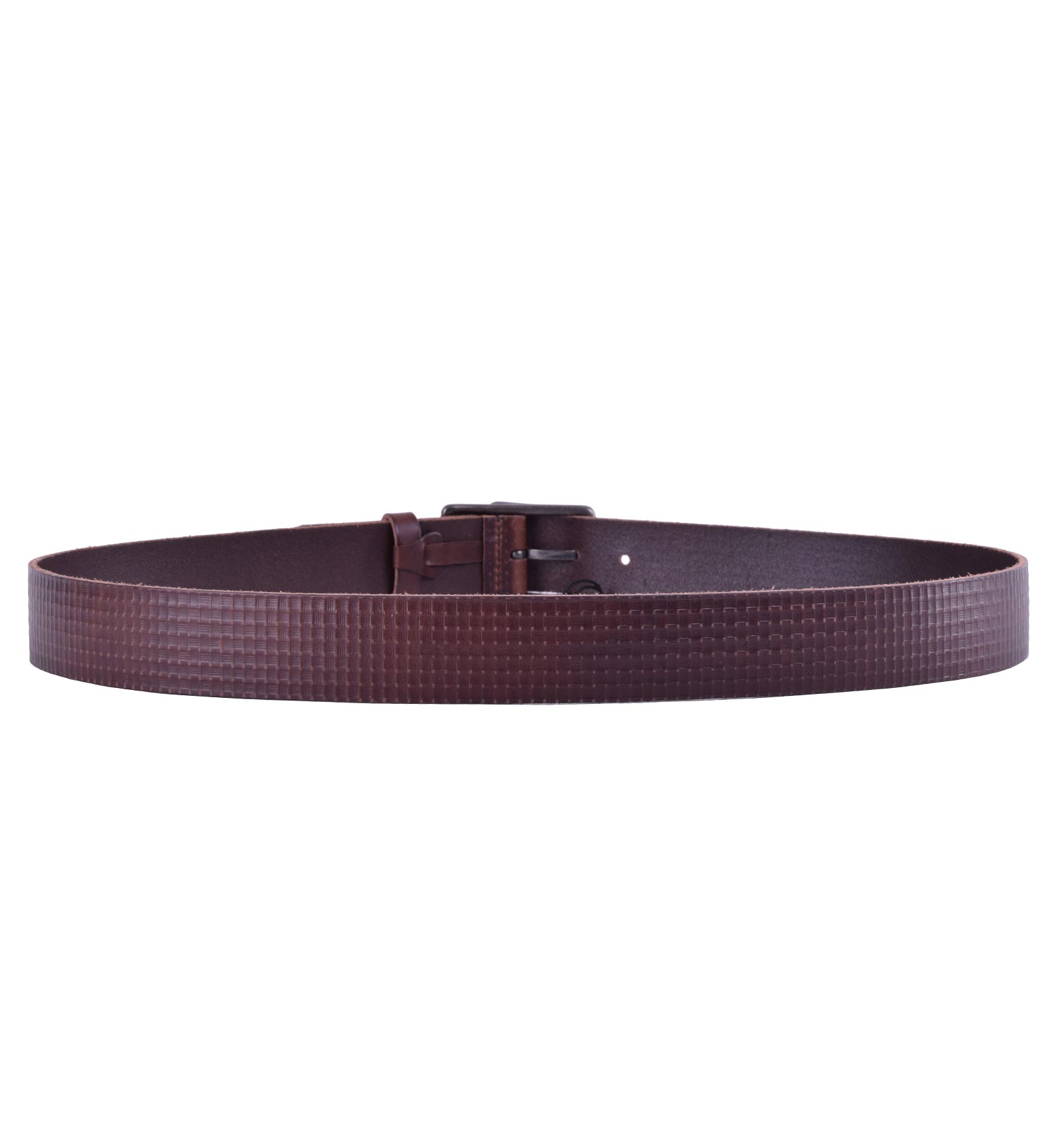 Calf leather belt with checked texture and buckle with logo by DOLCE & GABBANA