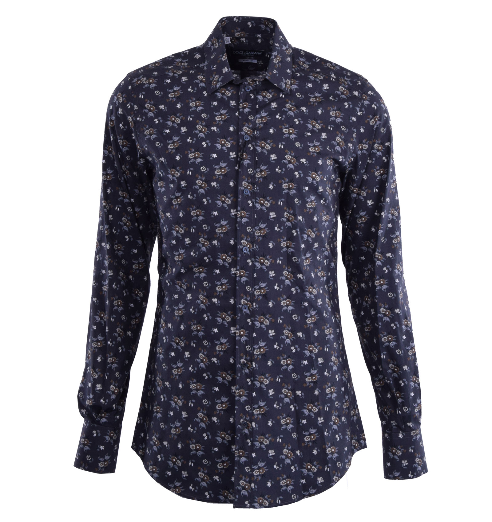 Floral Printed Slim Fit Cotton Shirt GOLD Gray