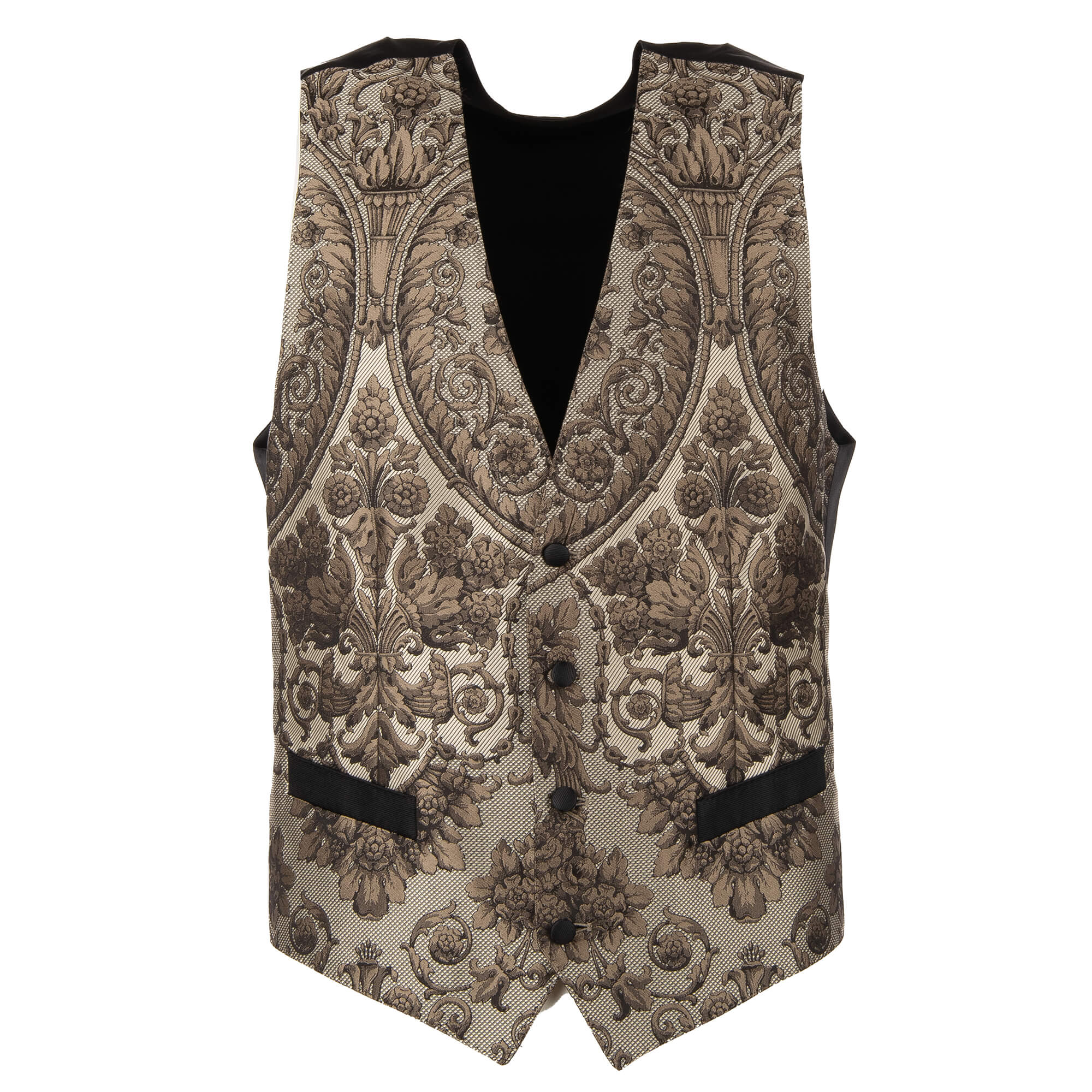 Floral Jacquard Baroque blazer with waistcoat in black and beige by DOLCE & GABBANA