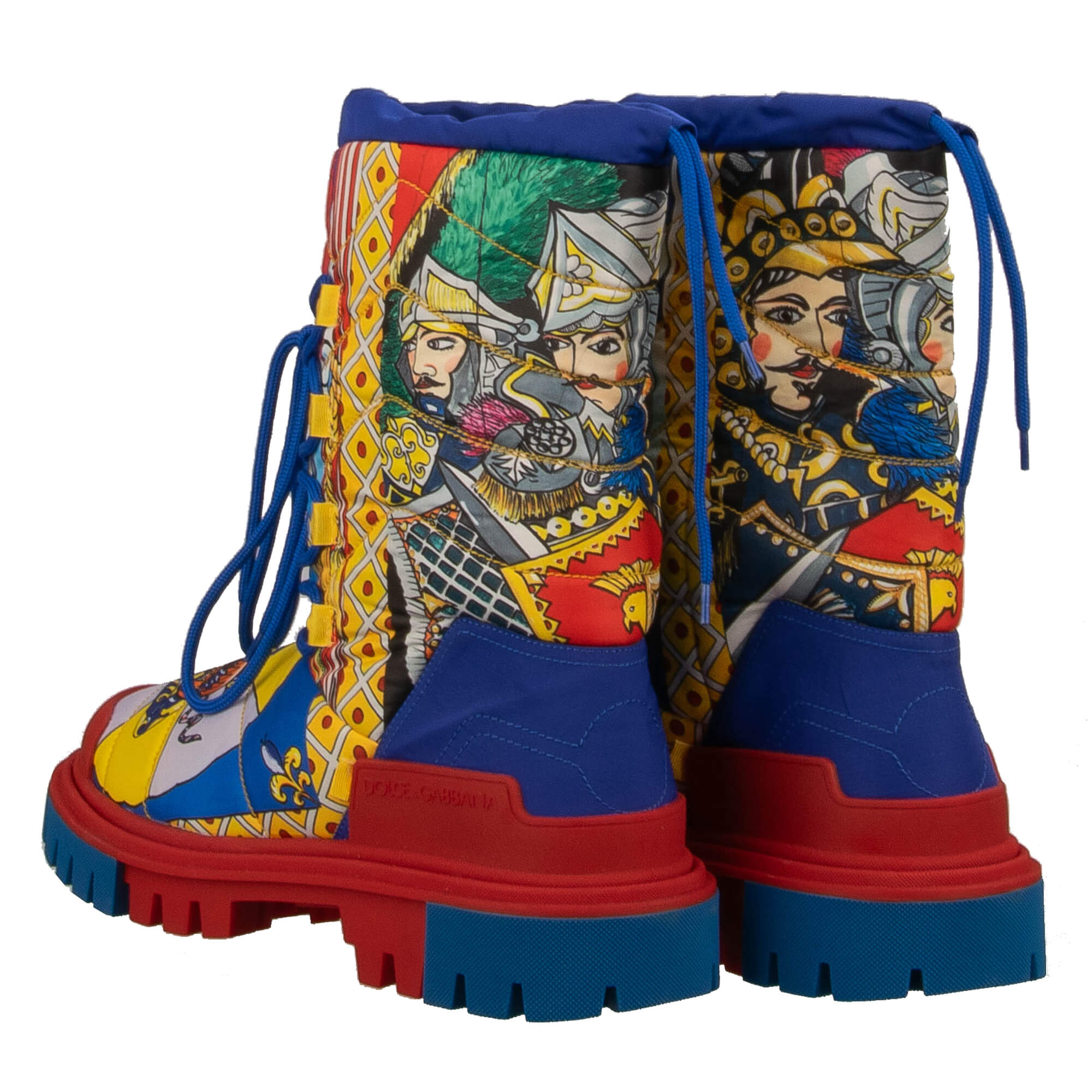 Schnee Stiefel mit Carretto Siciliano Print in Rot und Blau von DOLCE & GABBANA