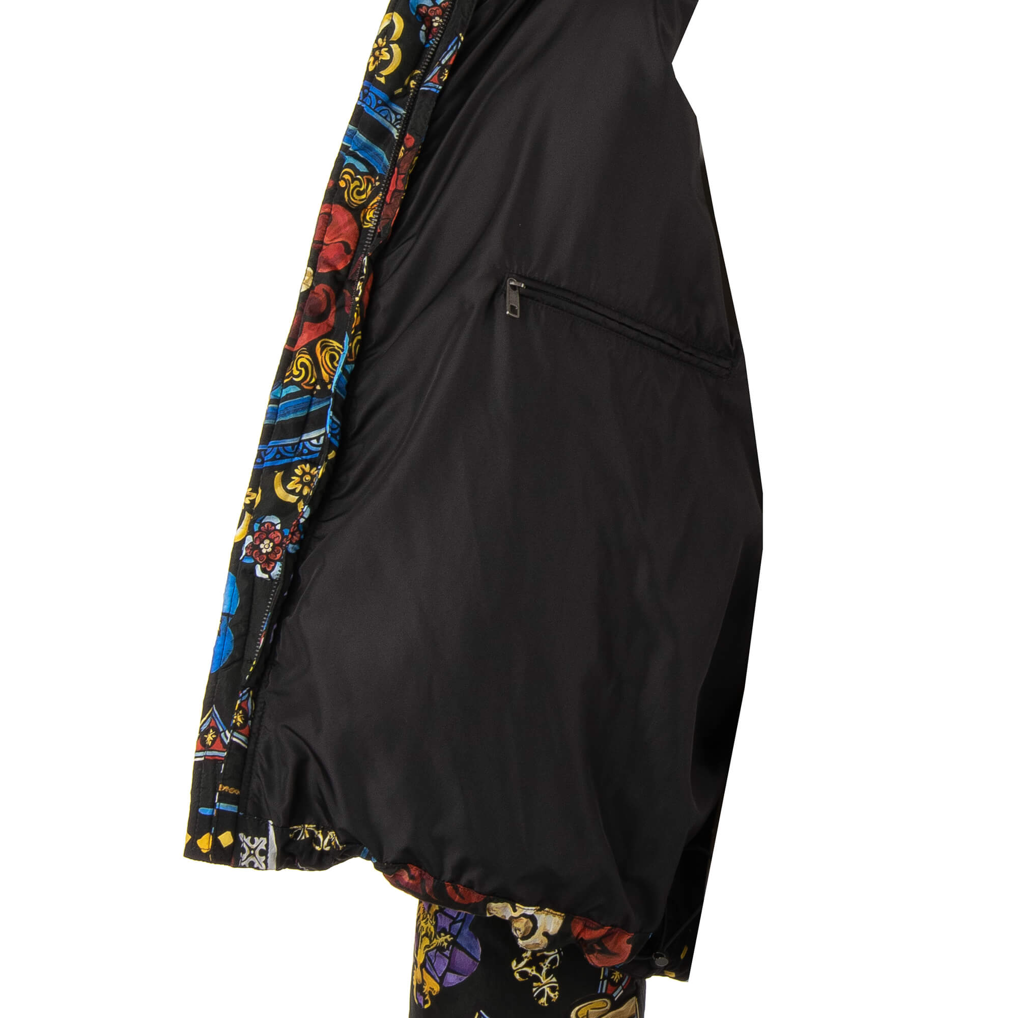 Weit geschnittene Bomber Daunenjacke mit Carolus Magnus Design Print und Kapuze von DOLCE & GABBANA