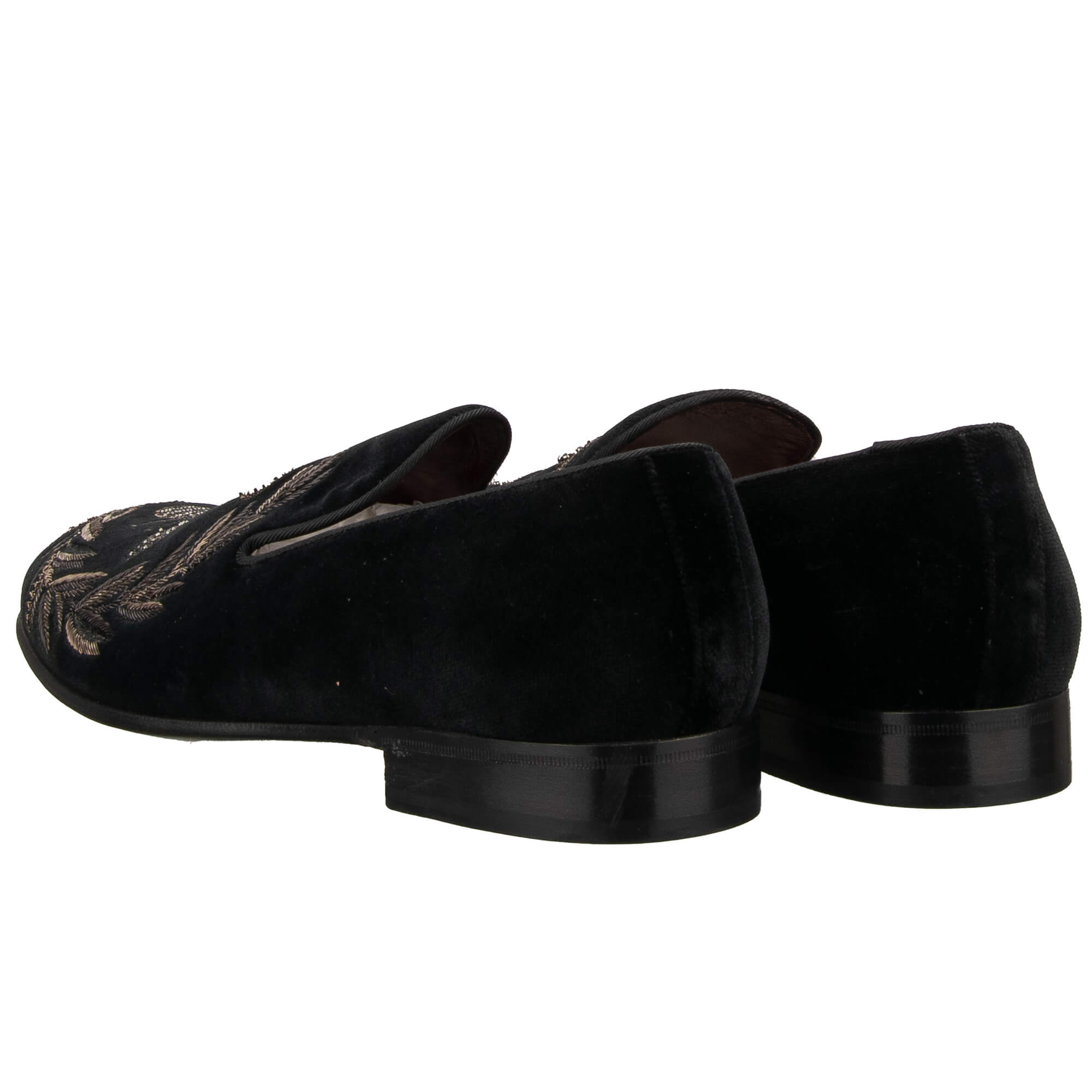 Loafer MILANO aus Samt mit Napoleon Biene, Krone ind Blätter Stickerei in Schwarz von DOLCE & GABBANA
