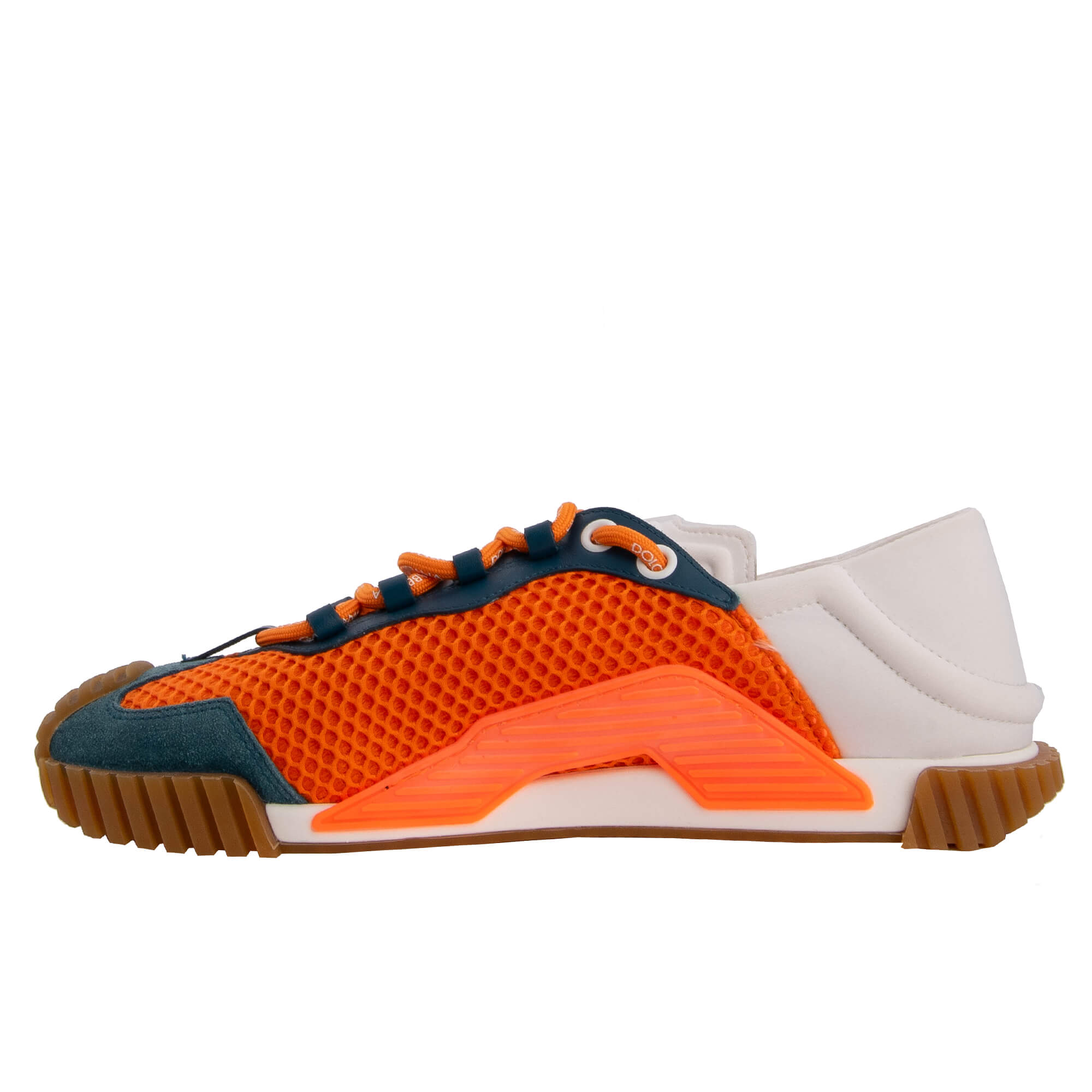 Leather and nylon Low-Top Men Sneaker NS1 with DG logo lace in orange, blue and gray by DOLCE & GABBANA