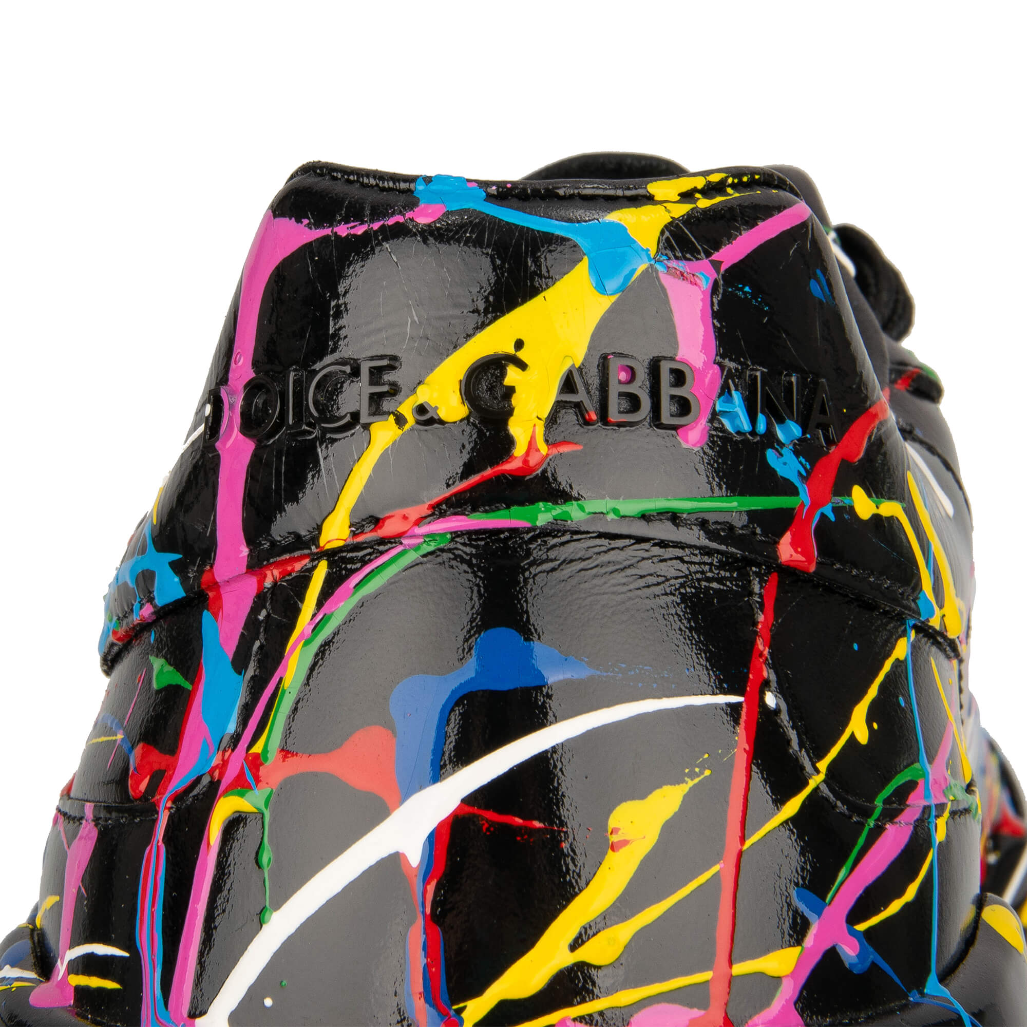 Herren Low-Top Leder Sneaker DAYMASTER mit Handgemachter Farben Mahlerei in Schwarz von DOLCE & GABBANA