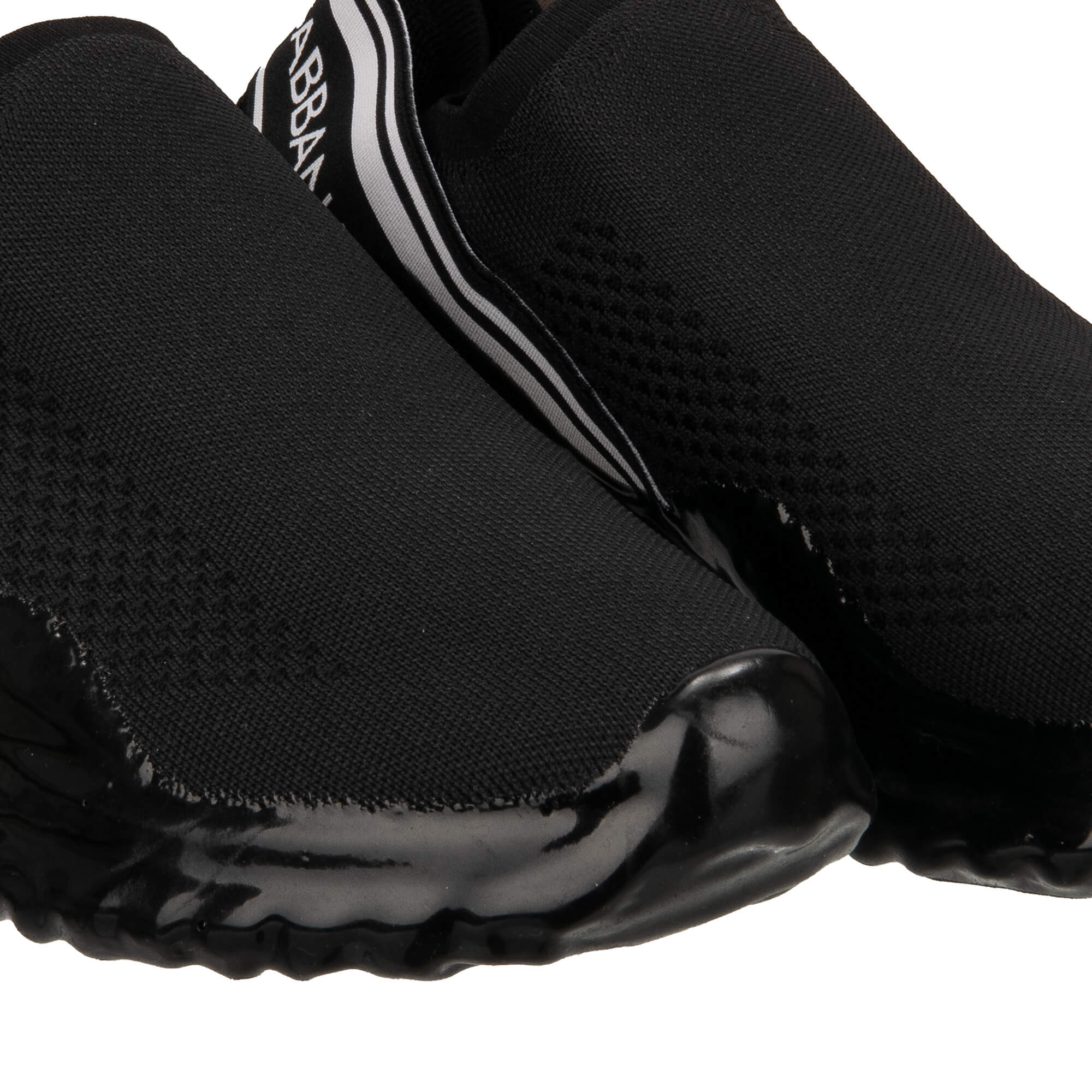 Elastic Slip-On Sneaker SORRENTO for Men with Dolce&Gabbana Logo stripes in black and white by DOLCE & GABBANA