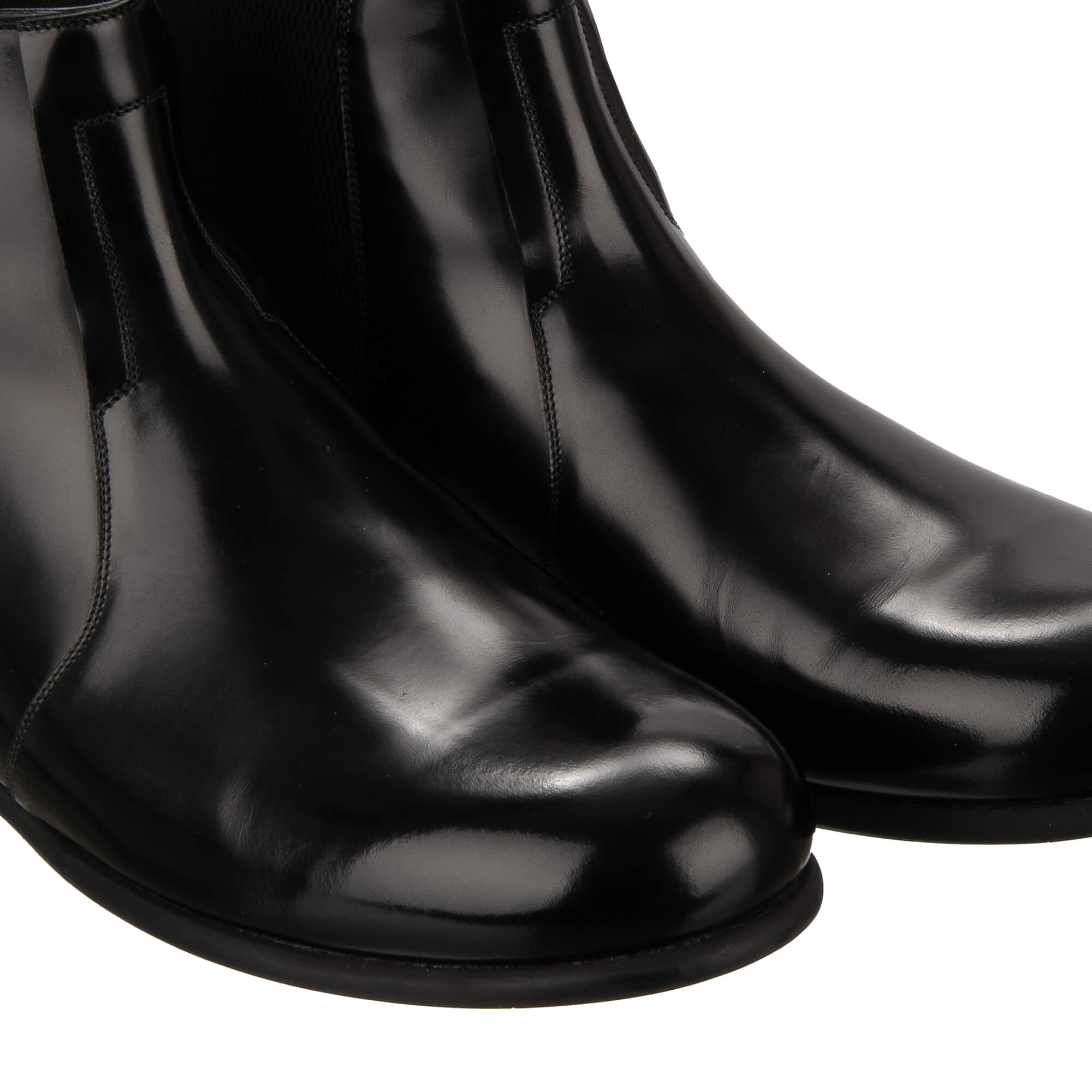 Formelle Stiefeletten Schuhe aus Leder mit elastischen Seiten in Schwarz von DOLCE & GABBANA
