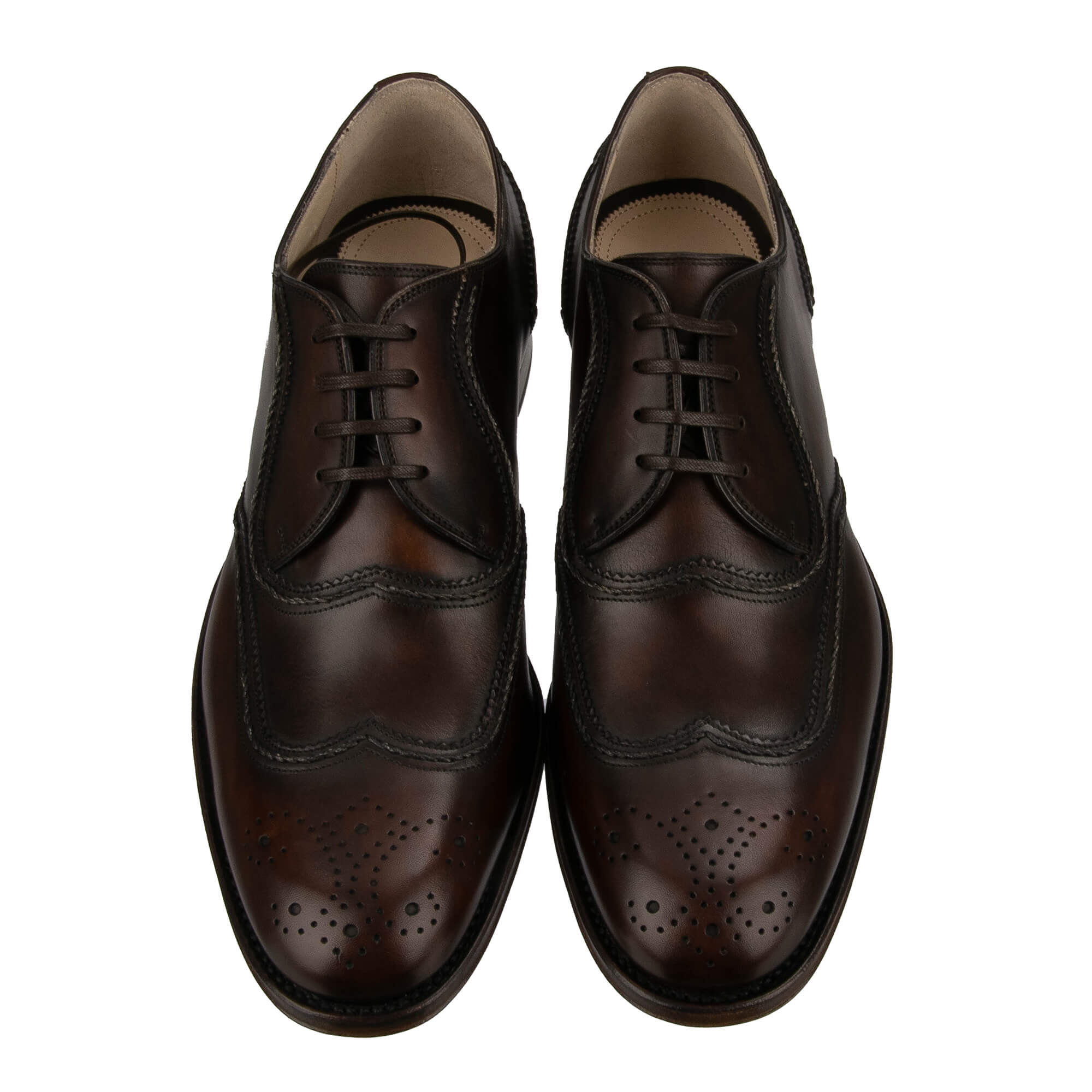 Handmade leather derby shoes ROMA with Good Year sole in brown by DOLCE & GABBANA