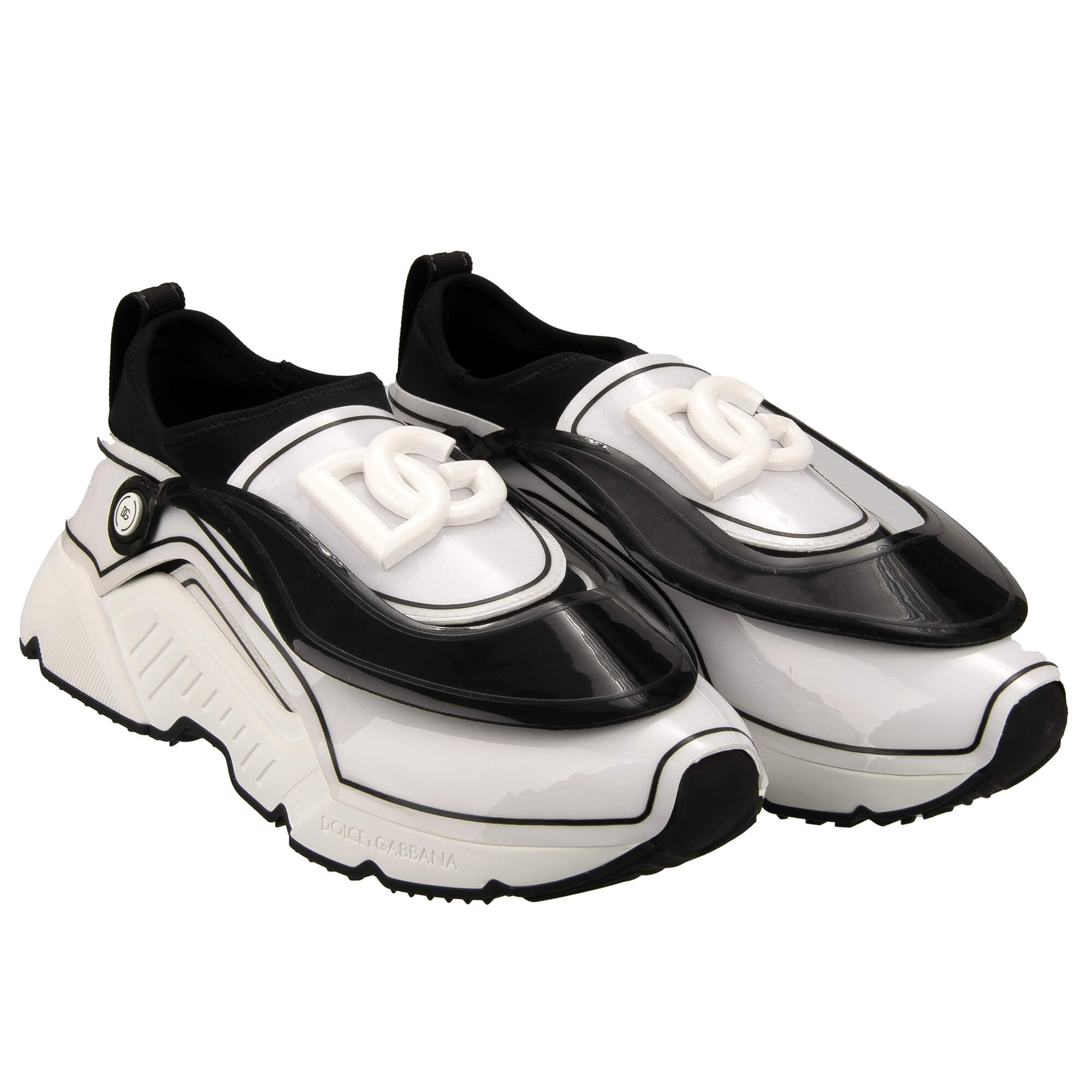 DG Logo Low-Top Slip On Leather Sneaker DAYMASTER White Black