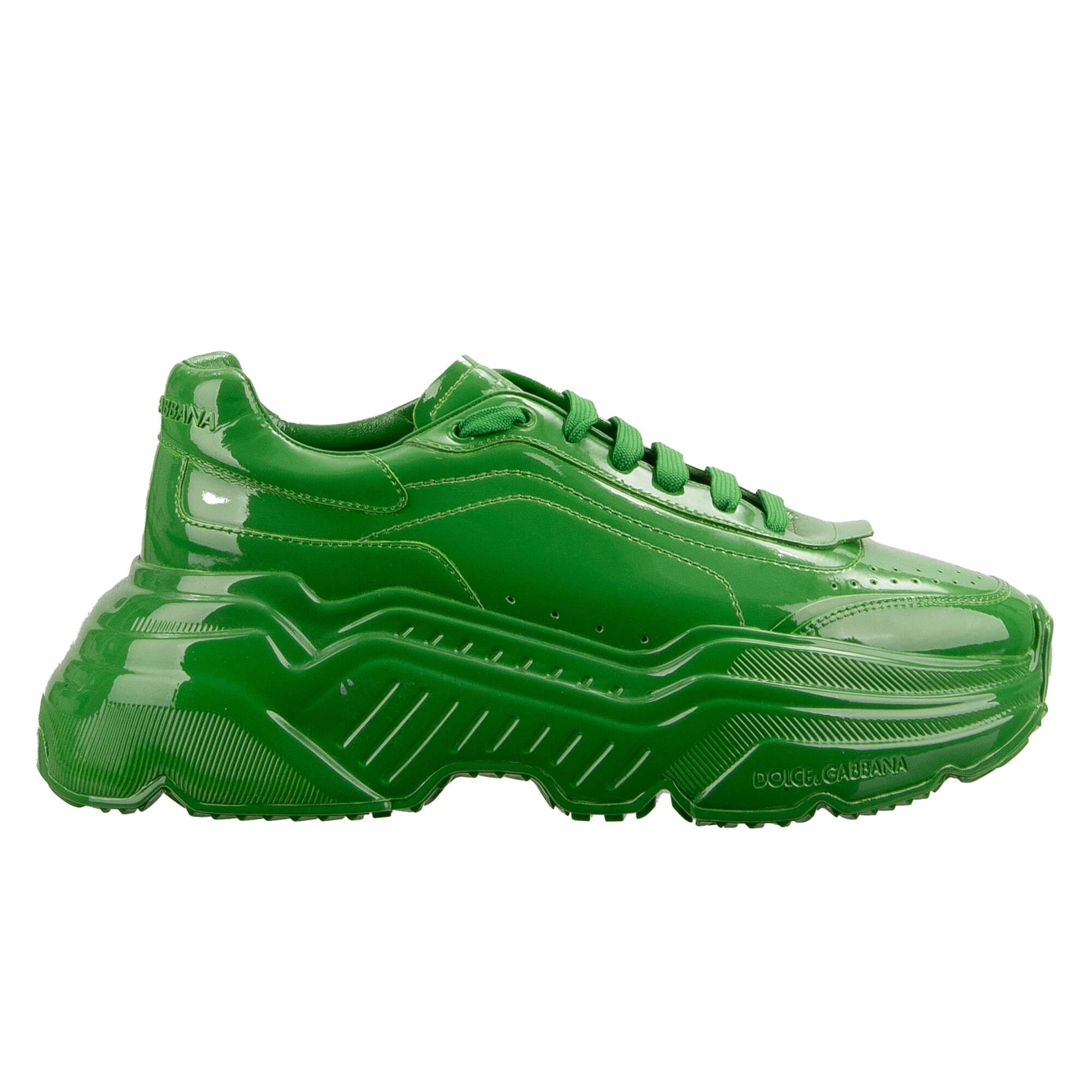 DG Logo Herren Lack Leder Sneaker DAYMASTER Grün 44 UK 10 US 11  