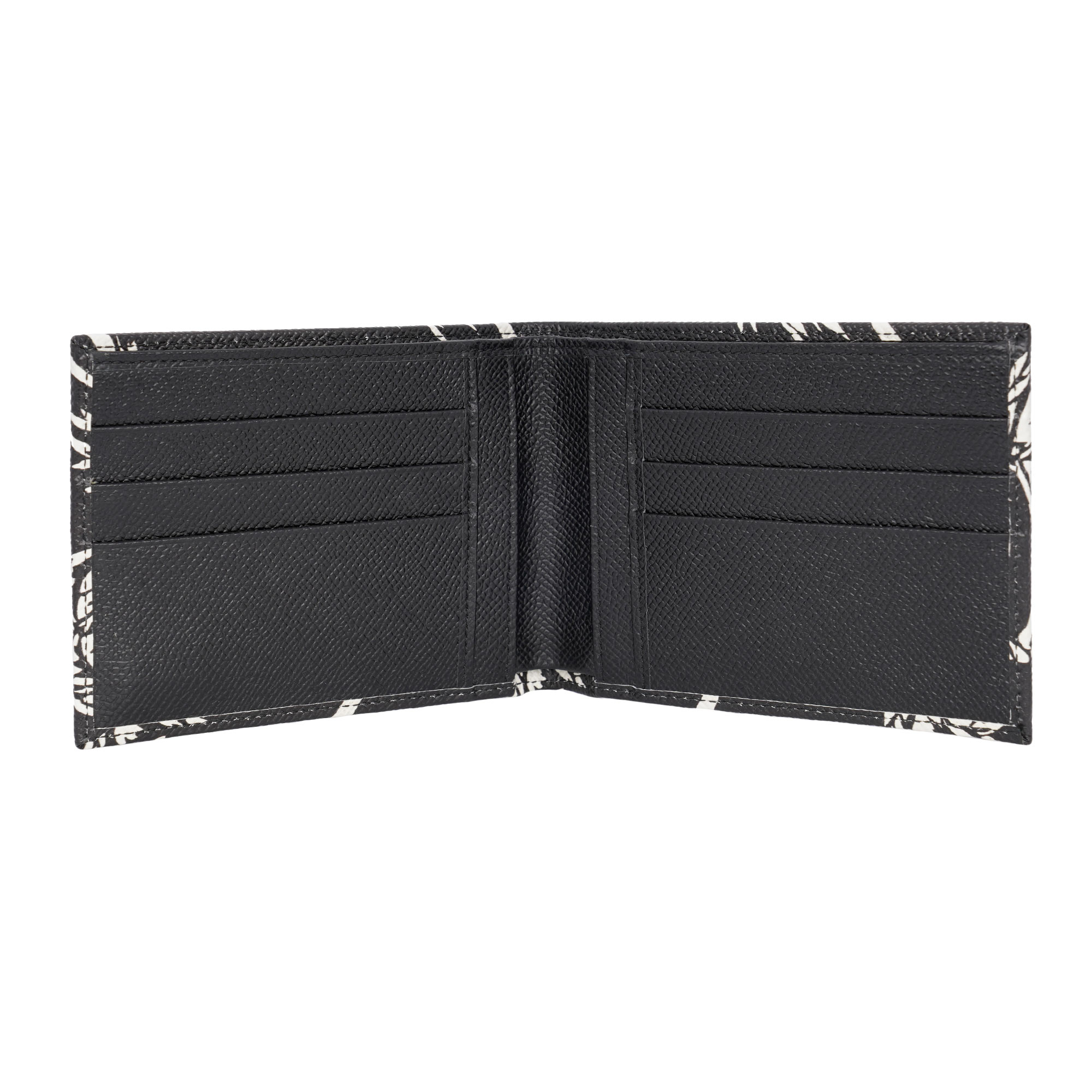 Palm tree printed Dauphine leather wallet with DG metal logo plate in black by DOLCE & GABBANA