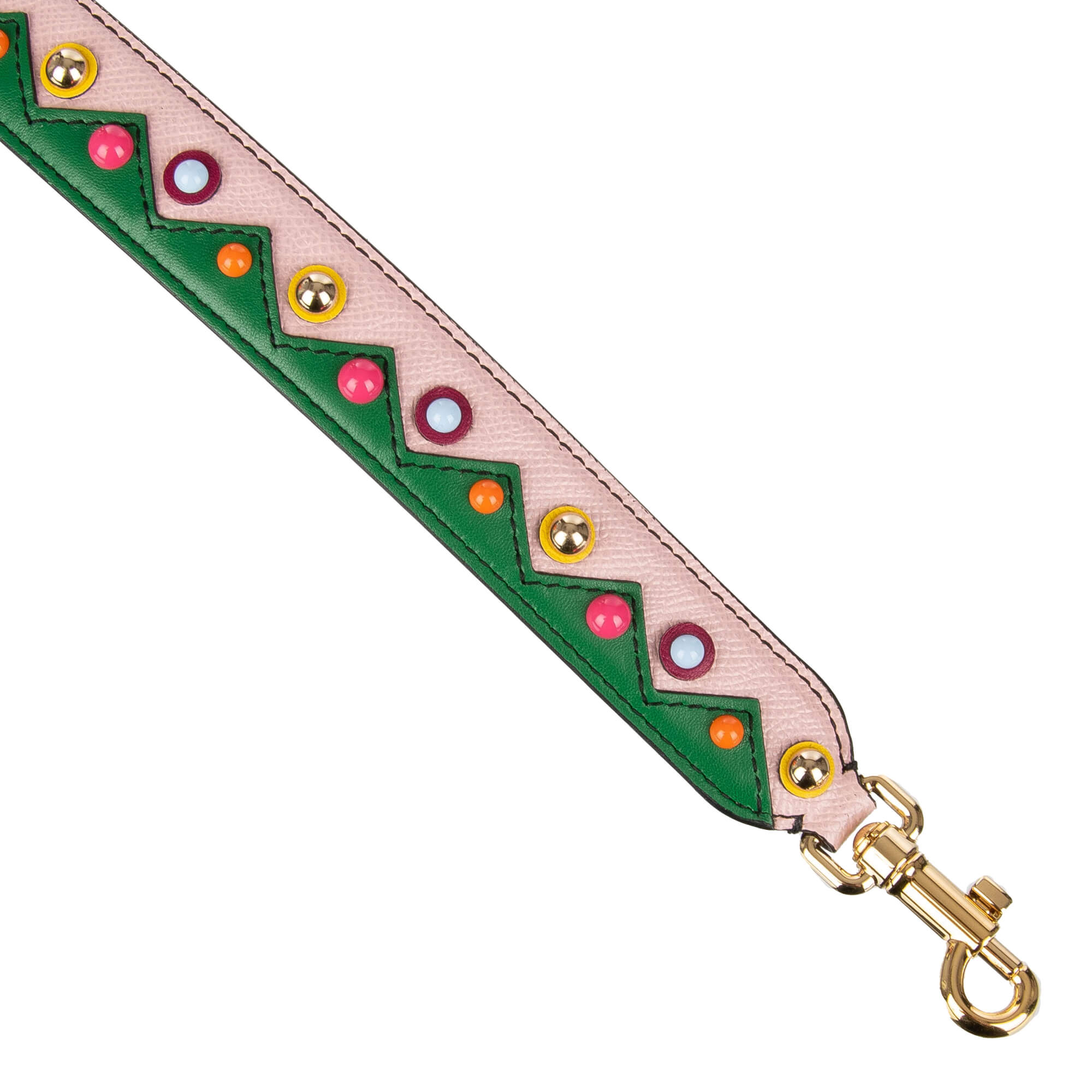 Leder Schulterriemen mit Nieten für Tasche Pink Grün Gold 09238