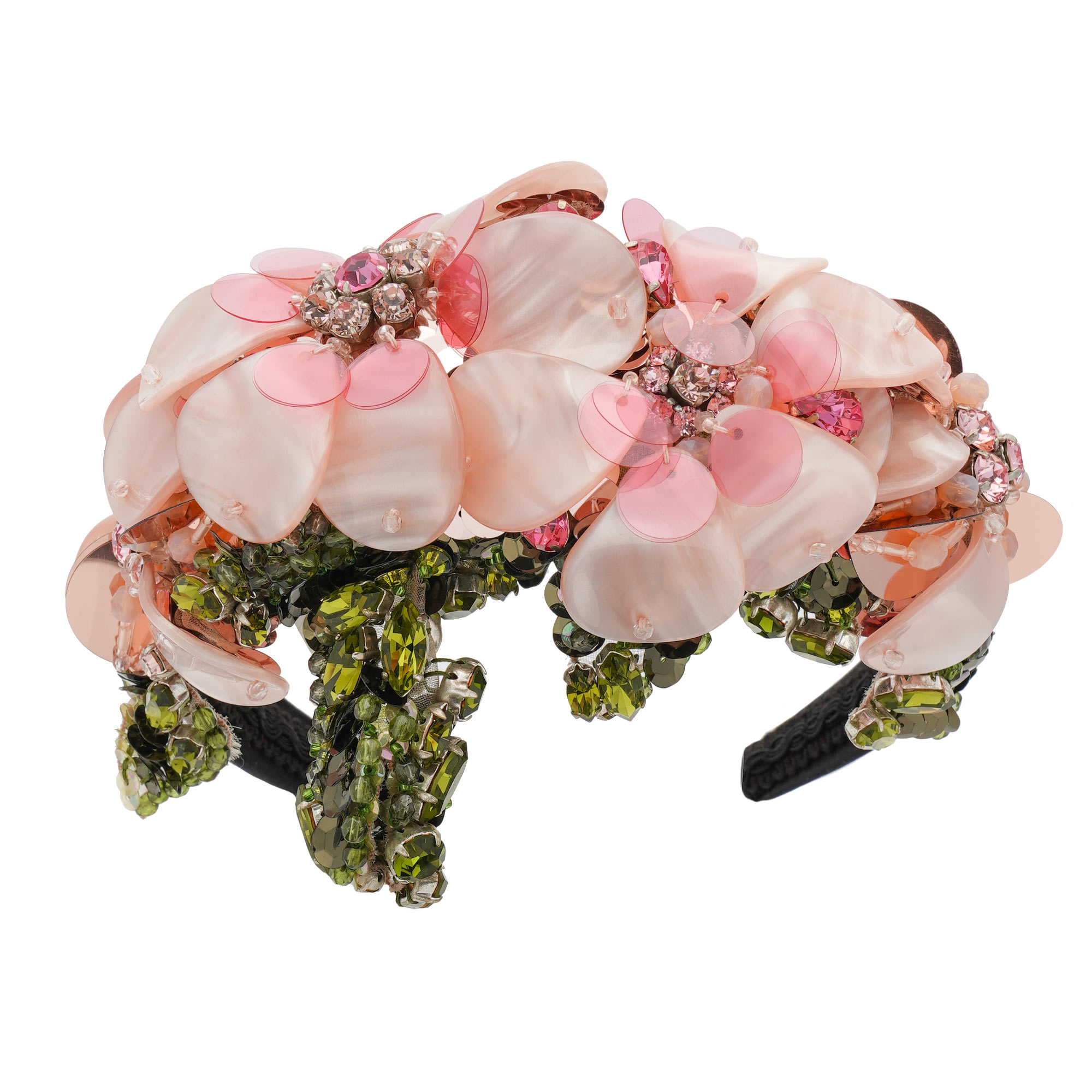 Bandeau Dolce & Gabbana - Cristal, Perles, Soie - Noir Et Rose - Neuf Avec étiquettes - Femme - Diadème Chic