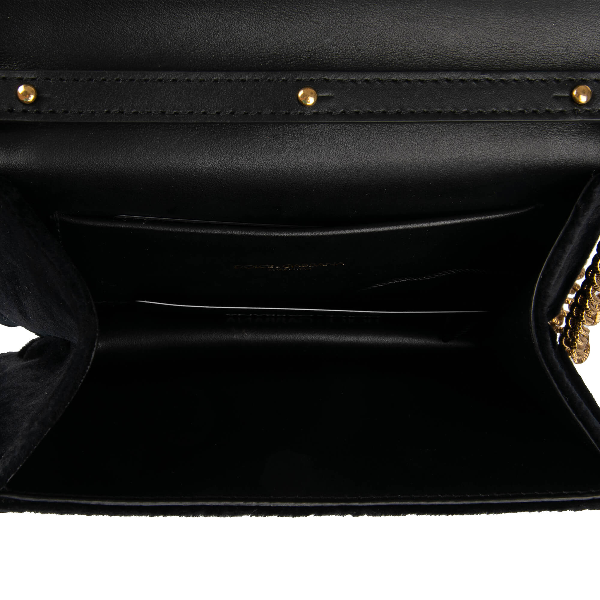 Top Handle / Crossbody Velvet Bag DEVOTION with a jeweled heart buckle with DG Logo and detachable metal chain strap by DOLCE & GABBANA