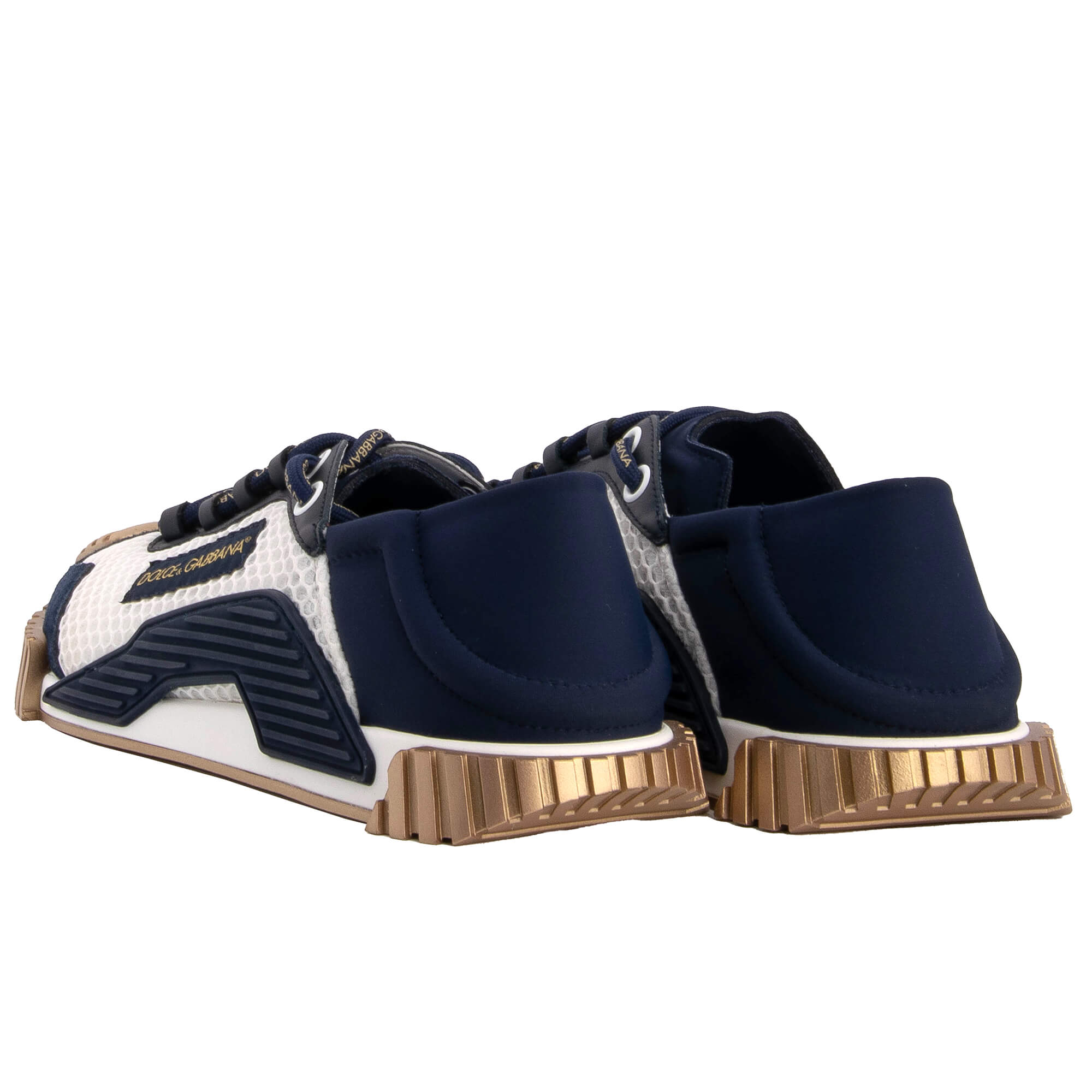  Leather and nylon Low-Top Men Sneaker NS1 with DG logo lace in white, blue and gold by DOLCE & GABBANA