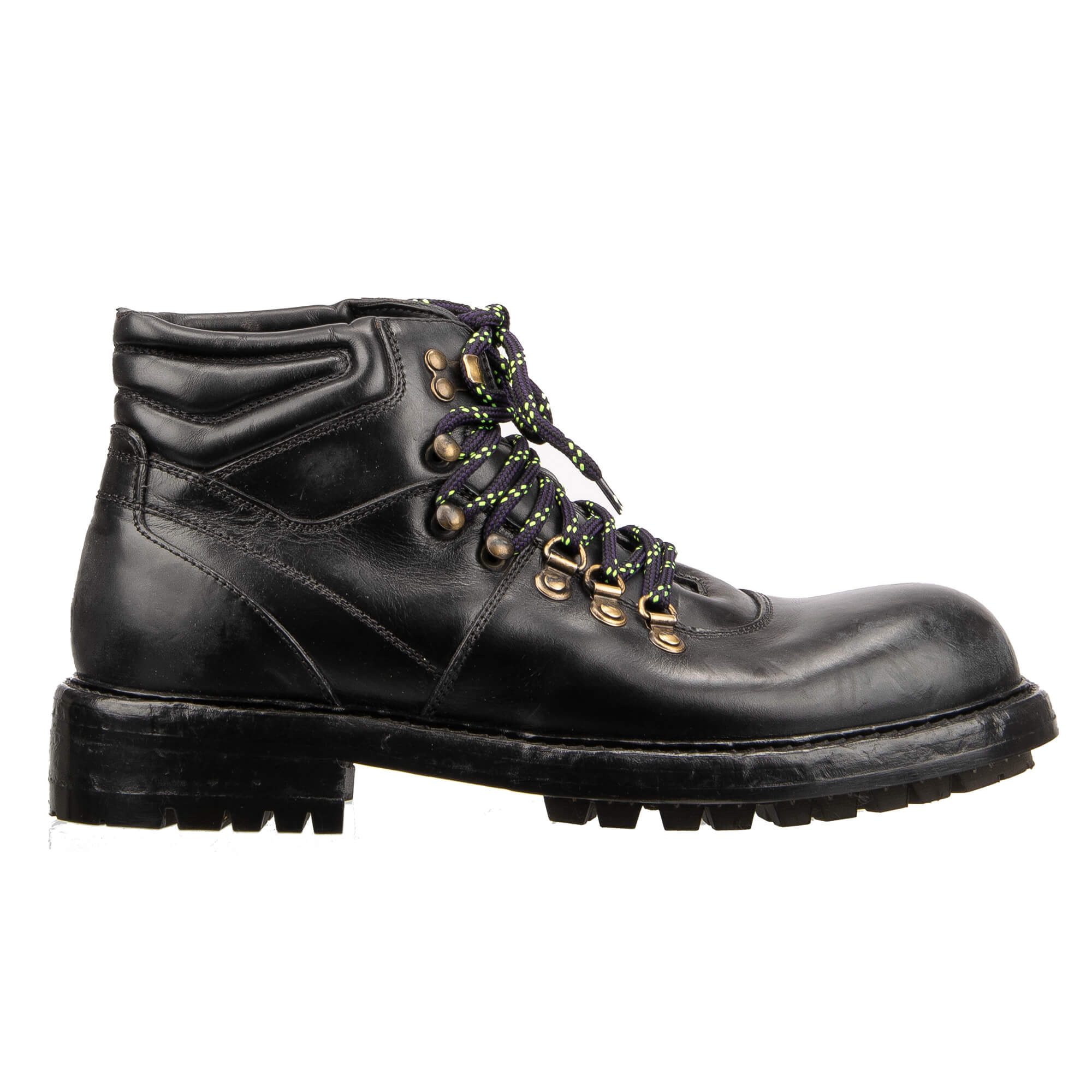 Leather Trekking Boots Shoes BERNINI Black 42 UK 8 US 9