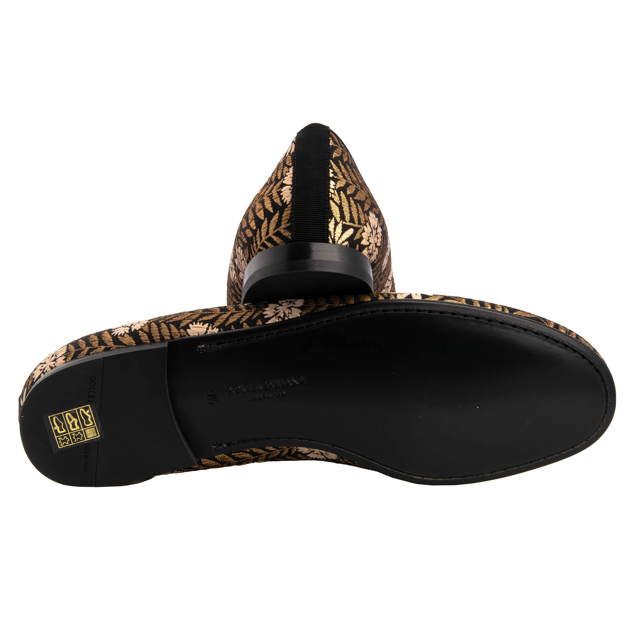 Loafer Schuhe AMALFI aus Blumen Jacquard in Schwarz und Gold von DOLCE & GABBANA