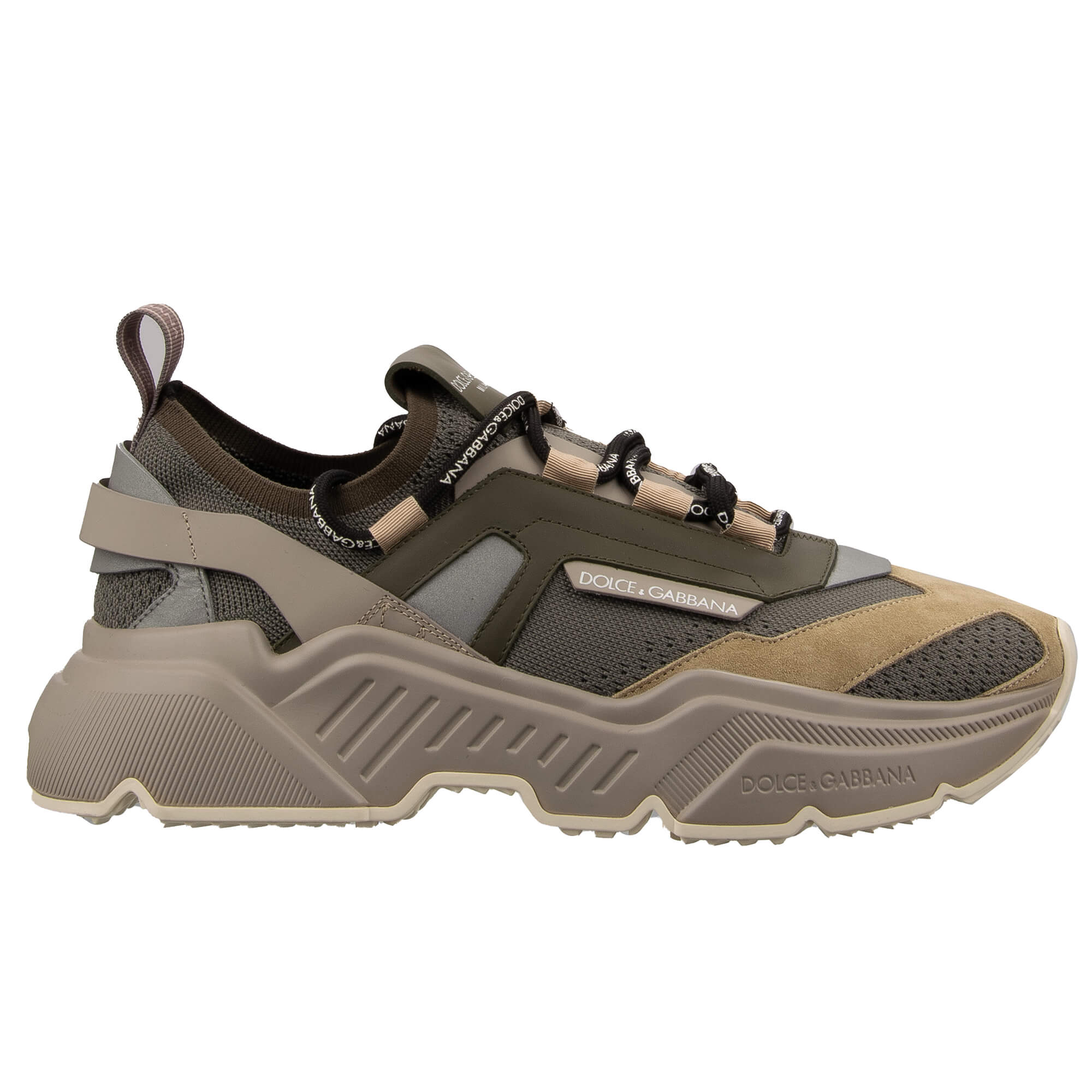 Stoff und Leder Sneaker DAYMASTER mit DG Logo in Beige / Khaki von DOLCE & GABBANA