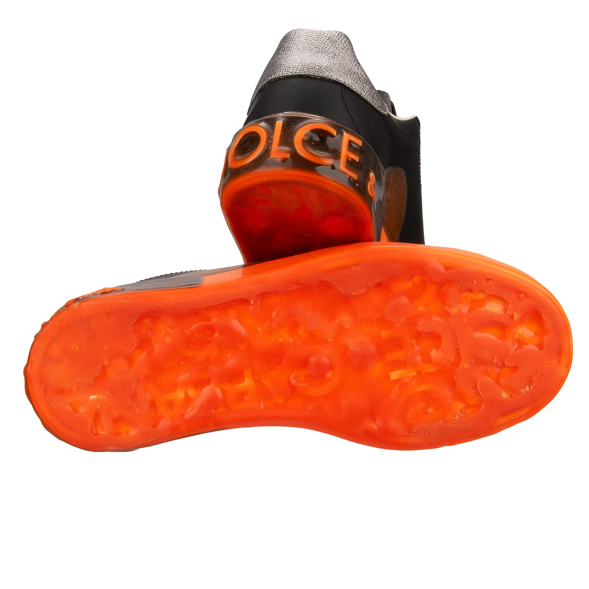 Herren Sneaker PORTOFINO mit DG Logo in Schwarz, Neon Orange und Silber von DOLCE & GABBANA