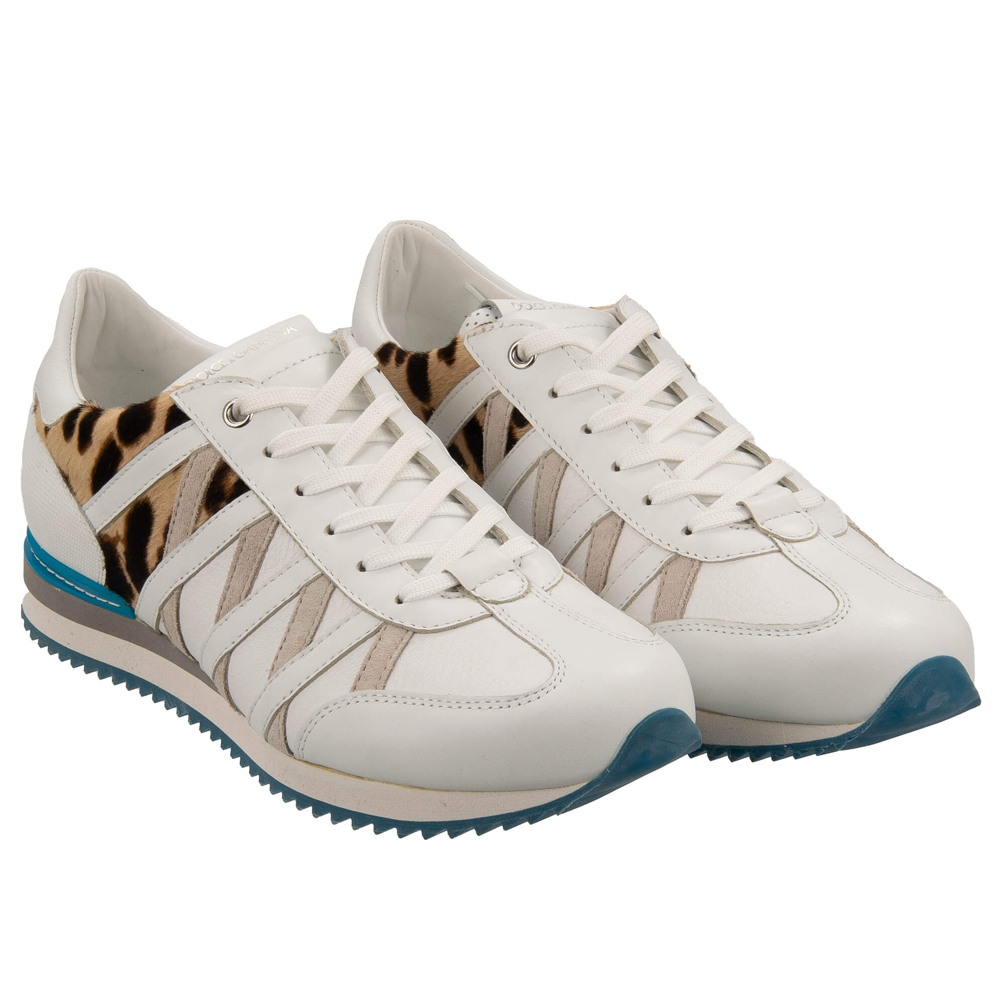 Leopard Low-Top Leder Sneaker Schuhe Weiß 41,5 UK 7,5 US 8,5
