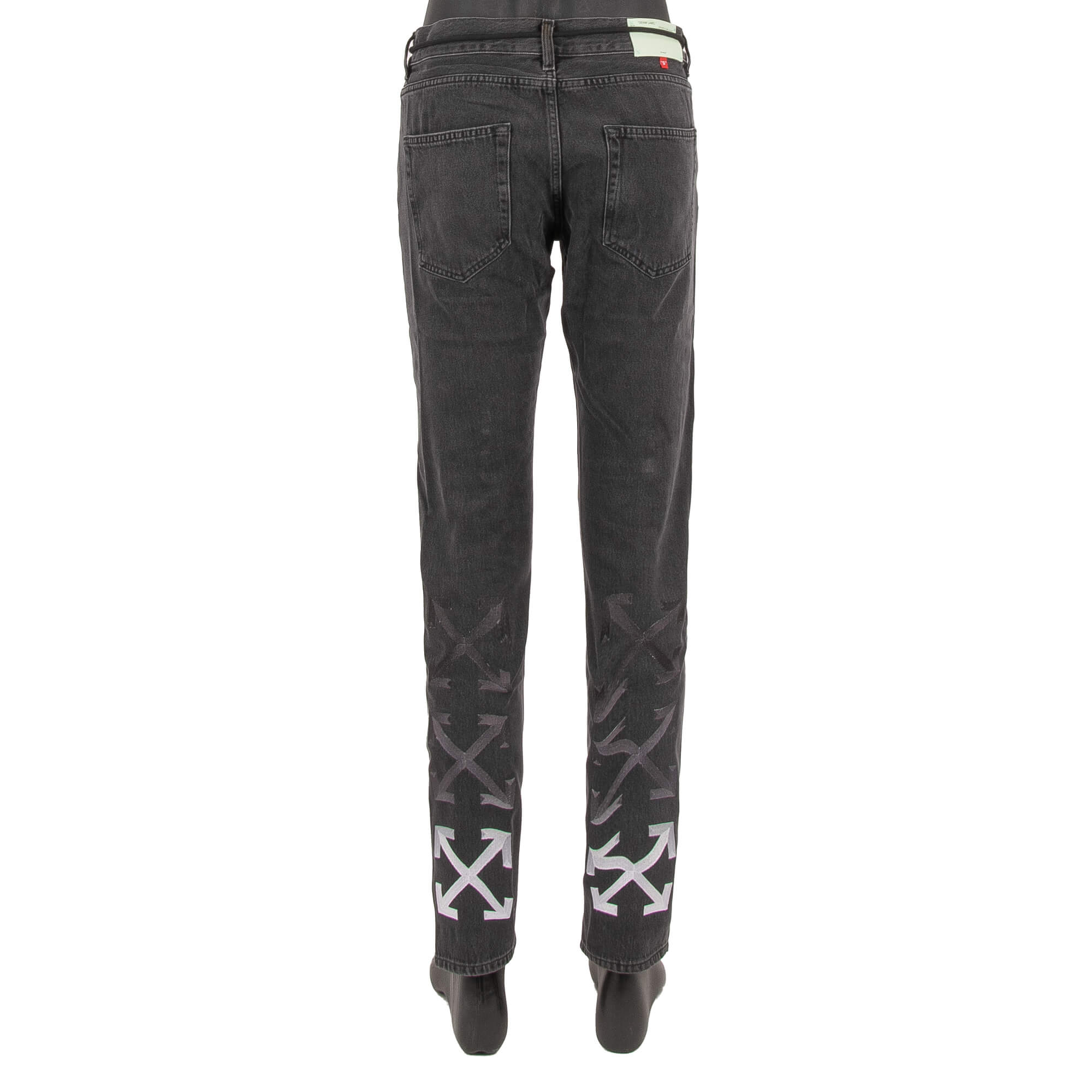 Off-White Total Gradient Jeans mit Pfeile Stickerei Schwarz 32 M