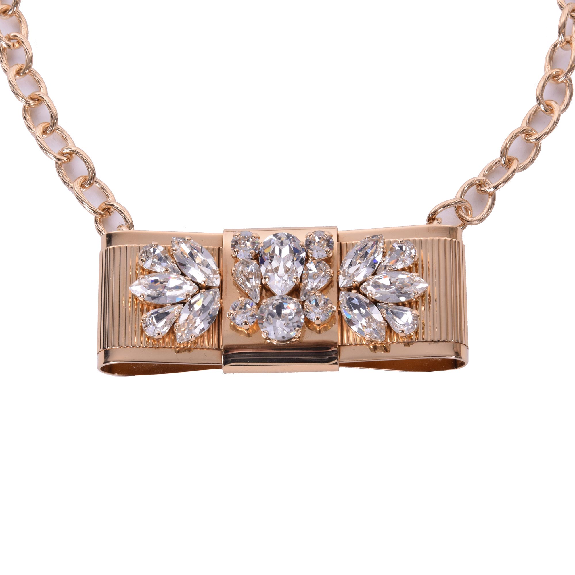 "Fiocco" Necklace/Choker with Crystals and artificial Pearl in Gold by DOLCE & GABBANA