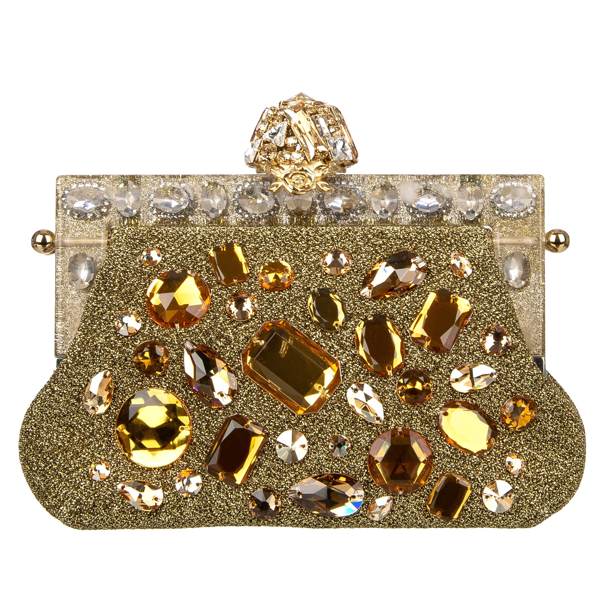 Clutch / Abendtasche VANDA aus Lurex mit Kristallen, Kettenriemen, Riemen aus Leder und mit Kristallen beschmücktem Rahmen von DOLCE & GABBANA