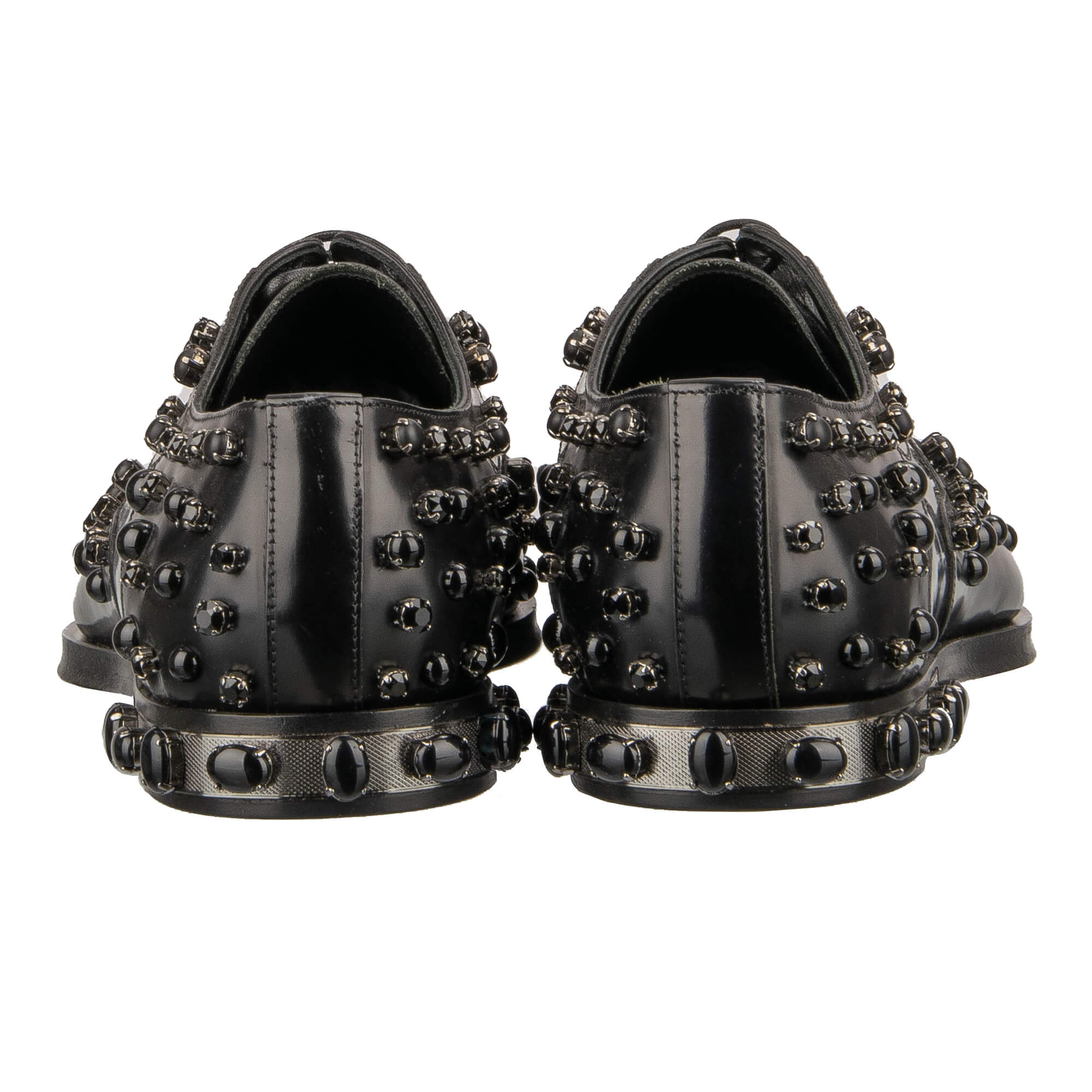 Derby Schuhe MILLENNIALS aus Leder mit Kristallen und Nieten in Schwarz von DOLCE & GABBANA