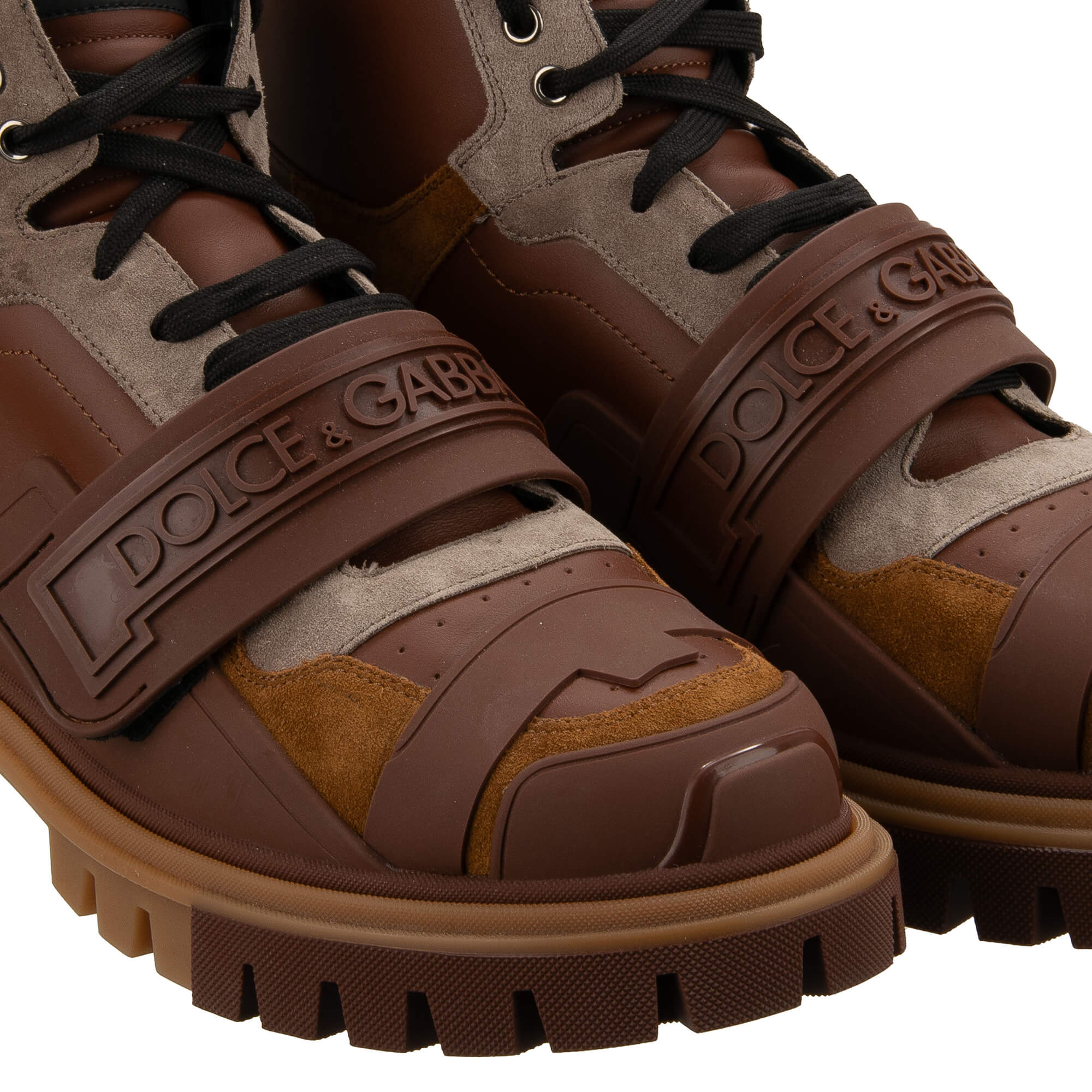Trekking Stil Stiefeletten mit DG Logo in Braun von DOLCE & GABBANA