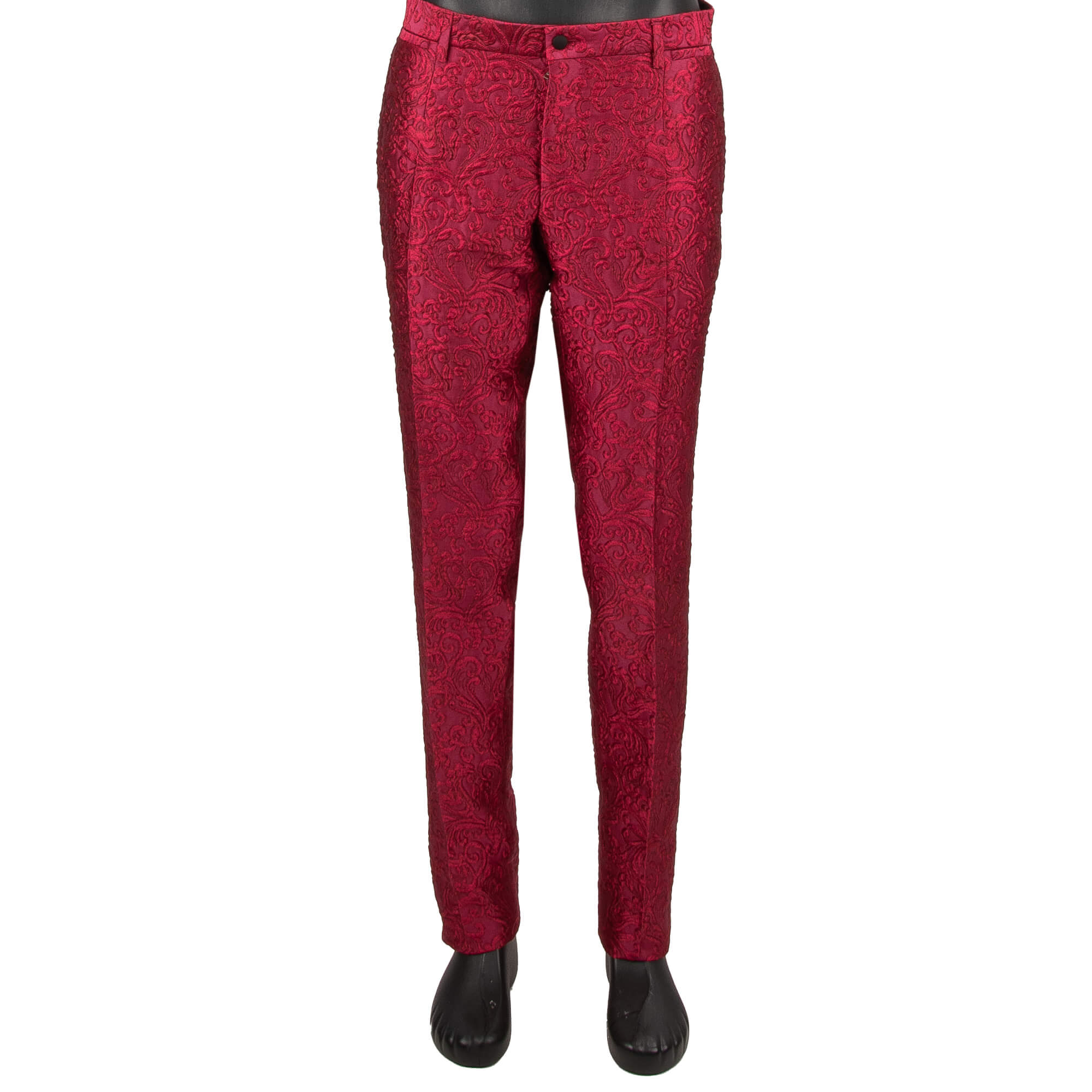 Baroque jacquard 3 piece suit, jacket, waistcoat, pants with peak lapel in pink by DOLCE & GABBANA 
