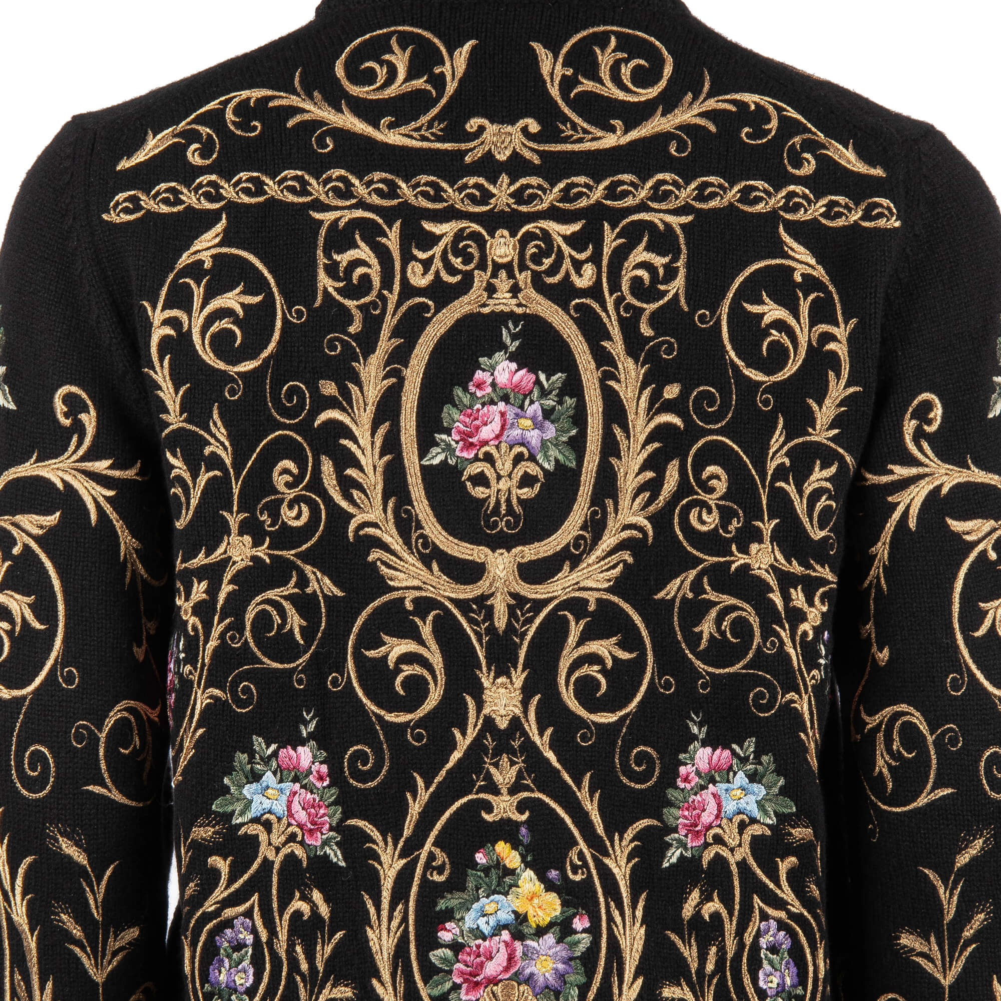 Exceptional and rare baroque style sweater / sweatshirt with velvet Angel and hand embroidered flowers by DOLCE & GABBANA