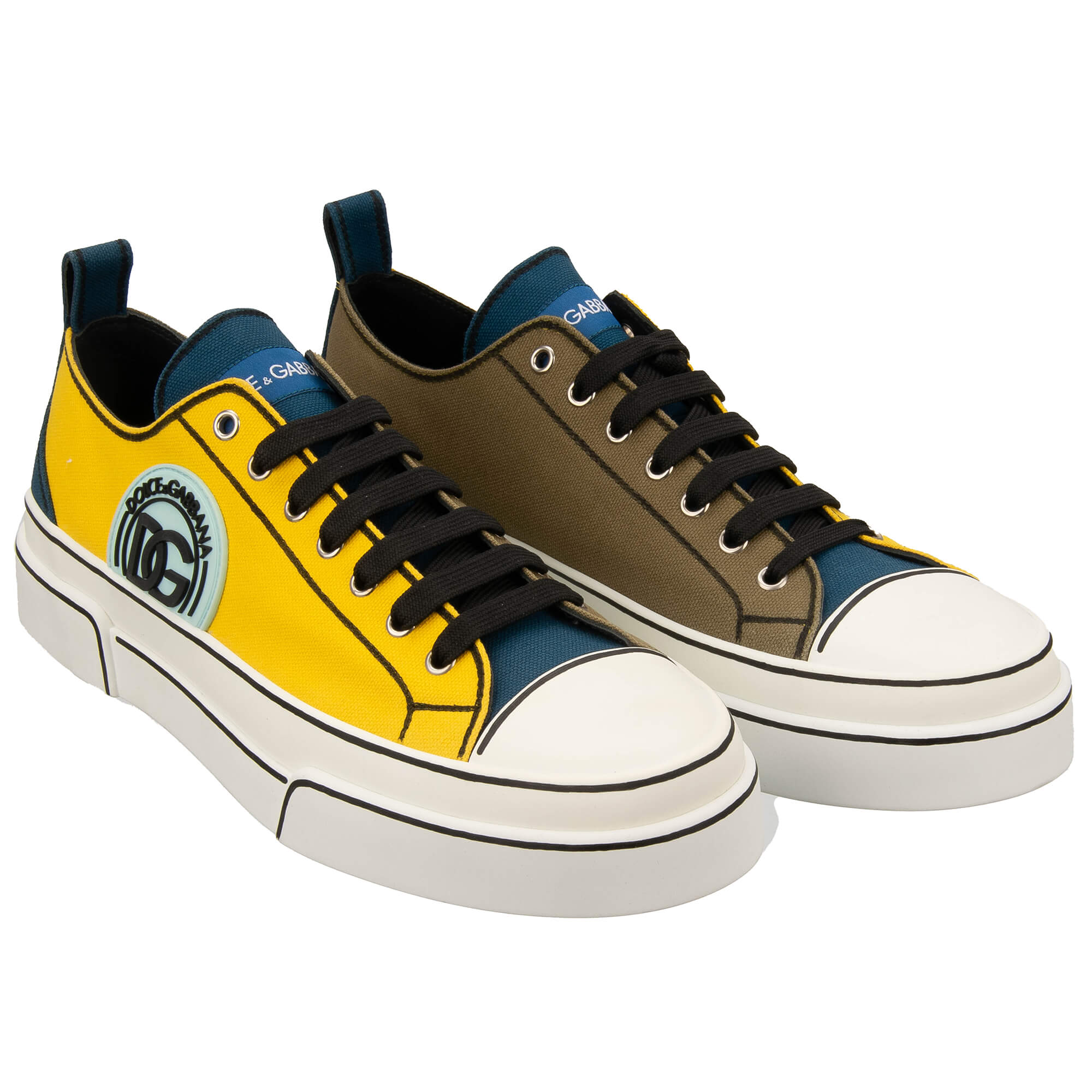 DG Logo Low-Top Sneaker Shoes PORTOFINO Yellow Green 44 UK 10 US 11
