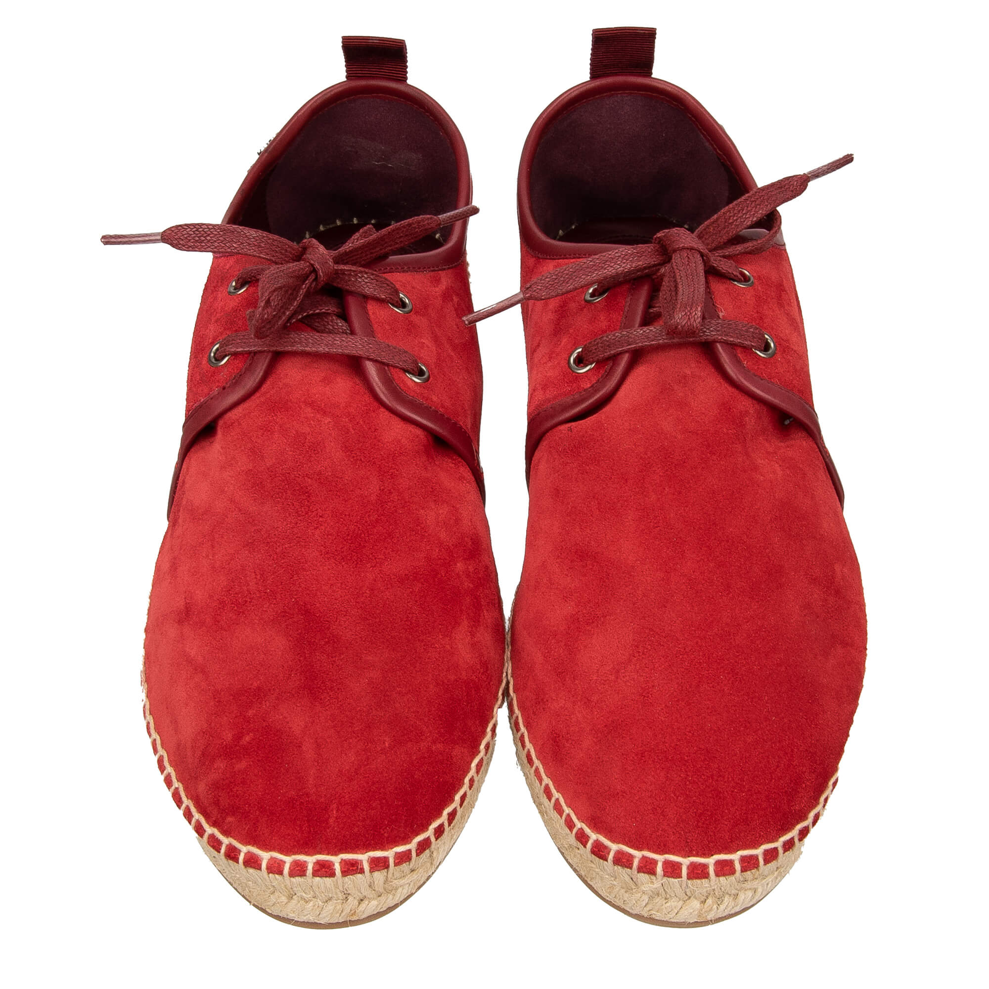 Loafer TREMITI aus Wildleder mit Kontrast Raffia Elementen und DG Logo in Rot von DOLCE & GABBANA