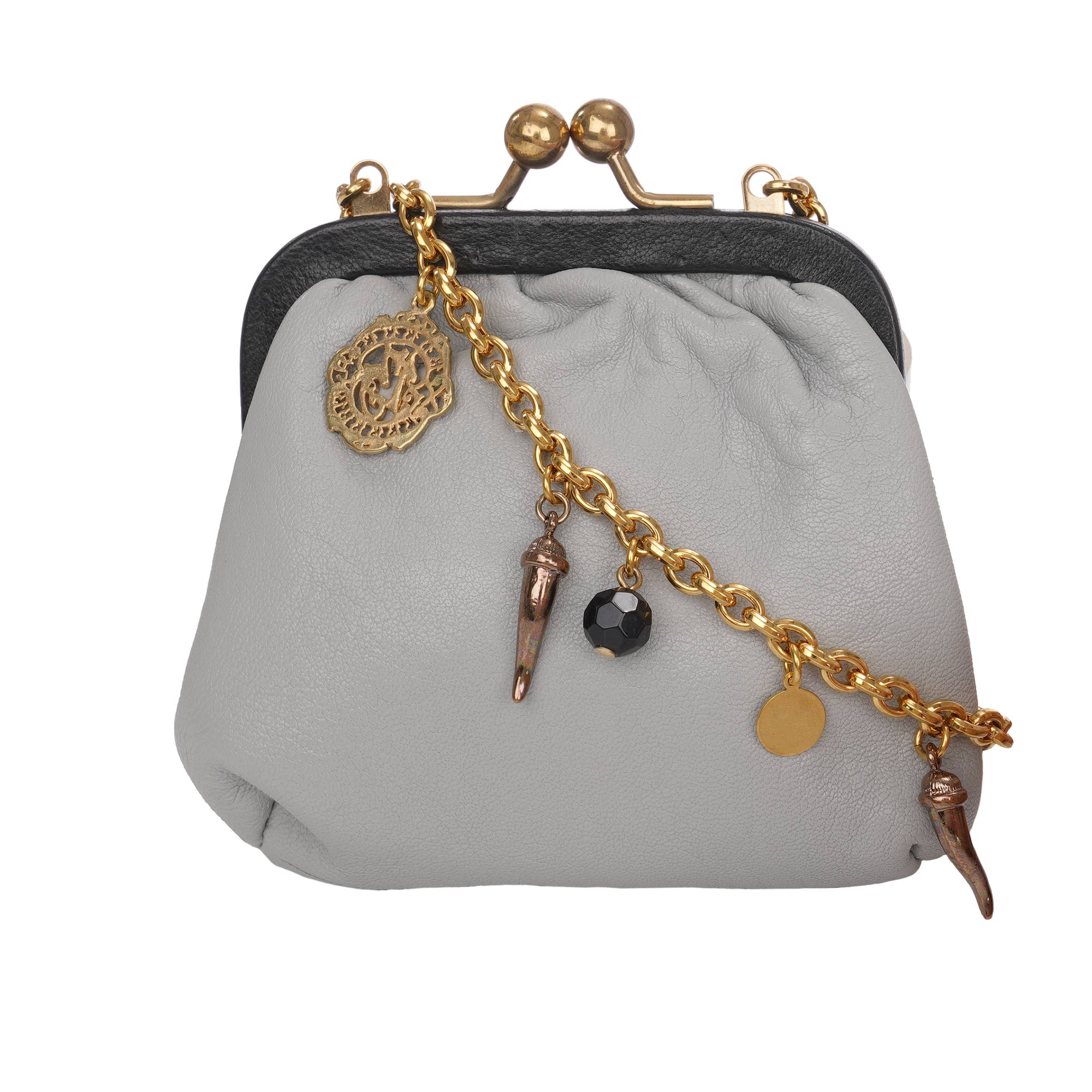 Kristall Metal Kette Portemonnaie Tasche Grau Schwarz Gold 