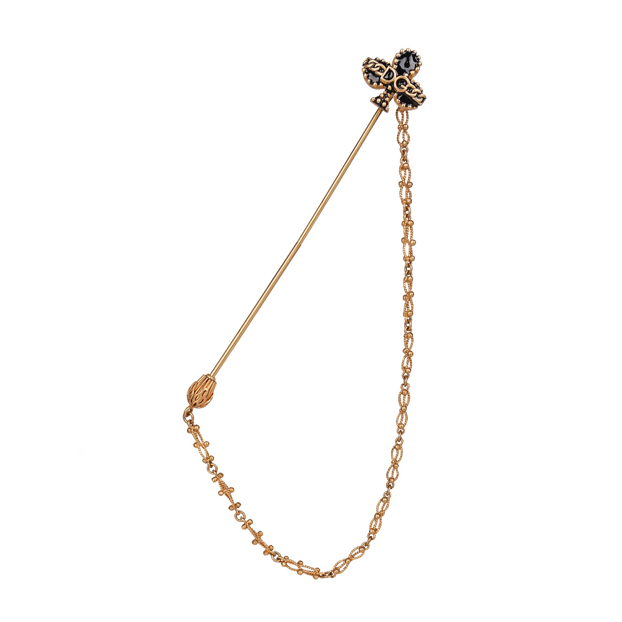 Kreuz Karten Kette Brosche Anstecknadel mit Emaille Schwarz Gold