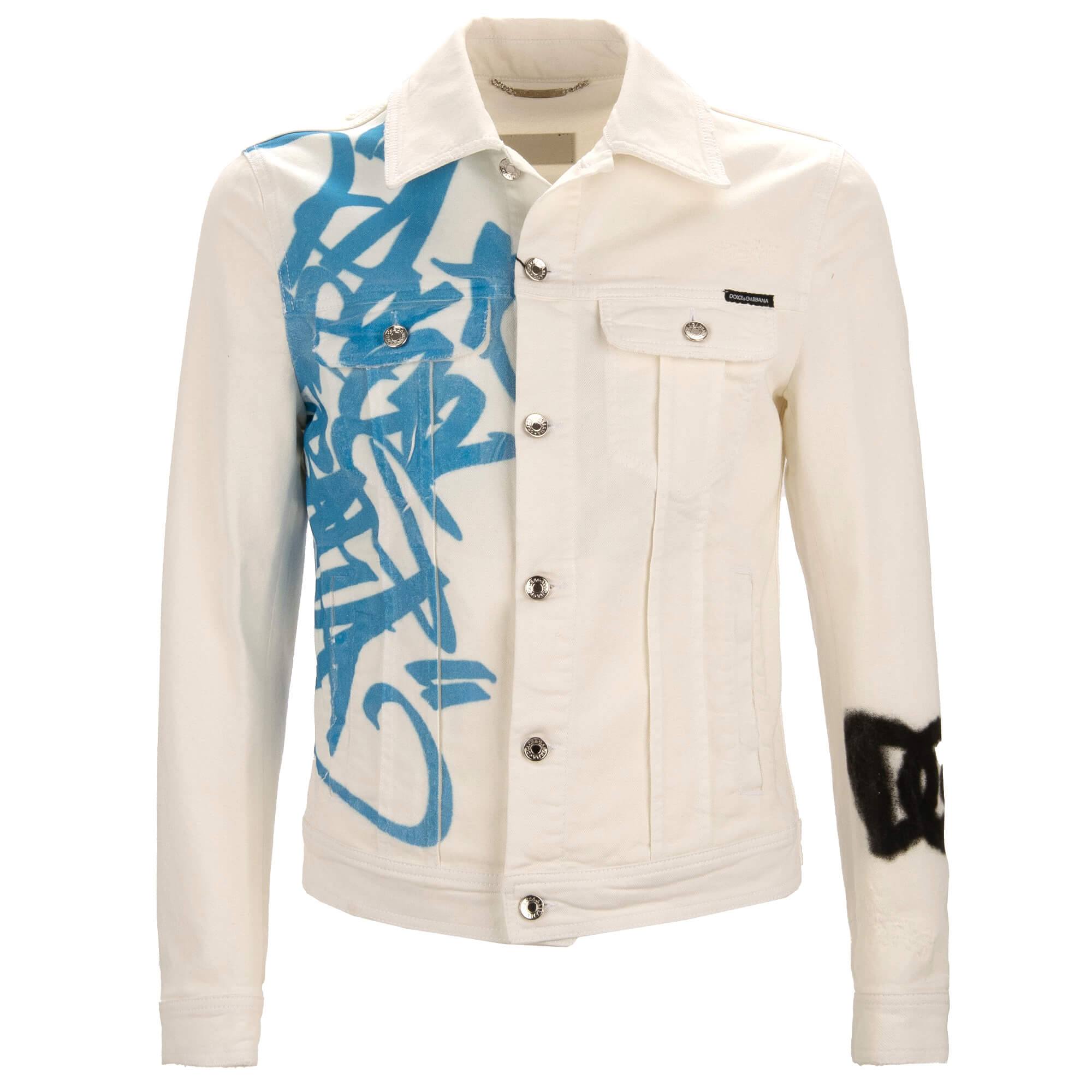 DG Metal Logo Graffiti Rocco Boche Denim Jeans Jacket White