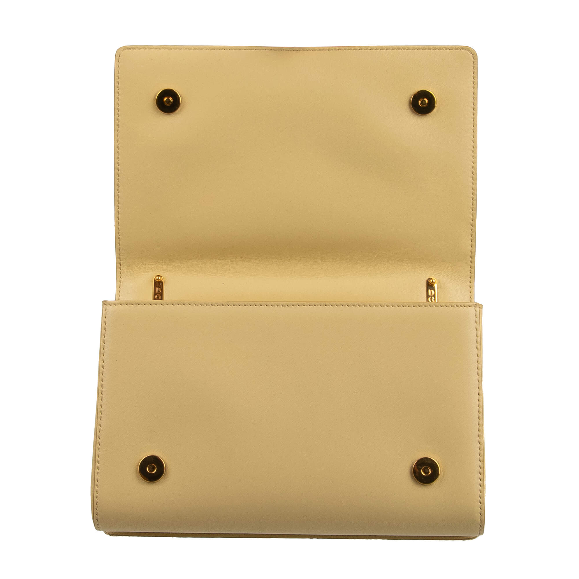 Clutch / Crossbody Bag DG GIRLS Medium made of gold brocade and nappa leather with a large enameled baroque style DG Logo and vintage chain strap by DOLCE & GABBANA