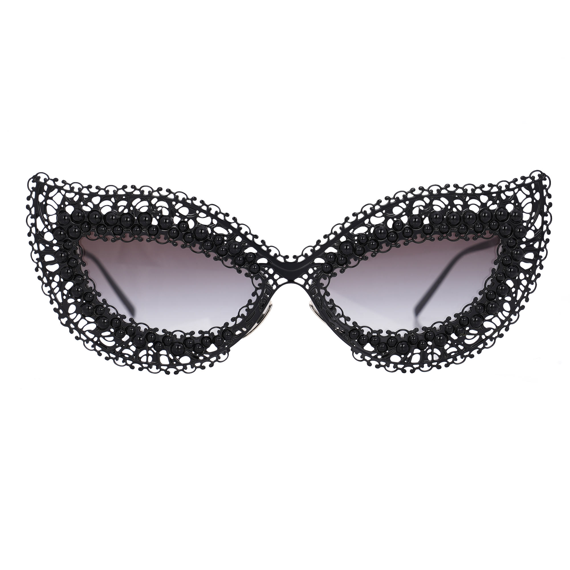 Filigree Perlen Cat Eye Sonnenbrille Brille 2238H Schwarz