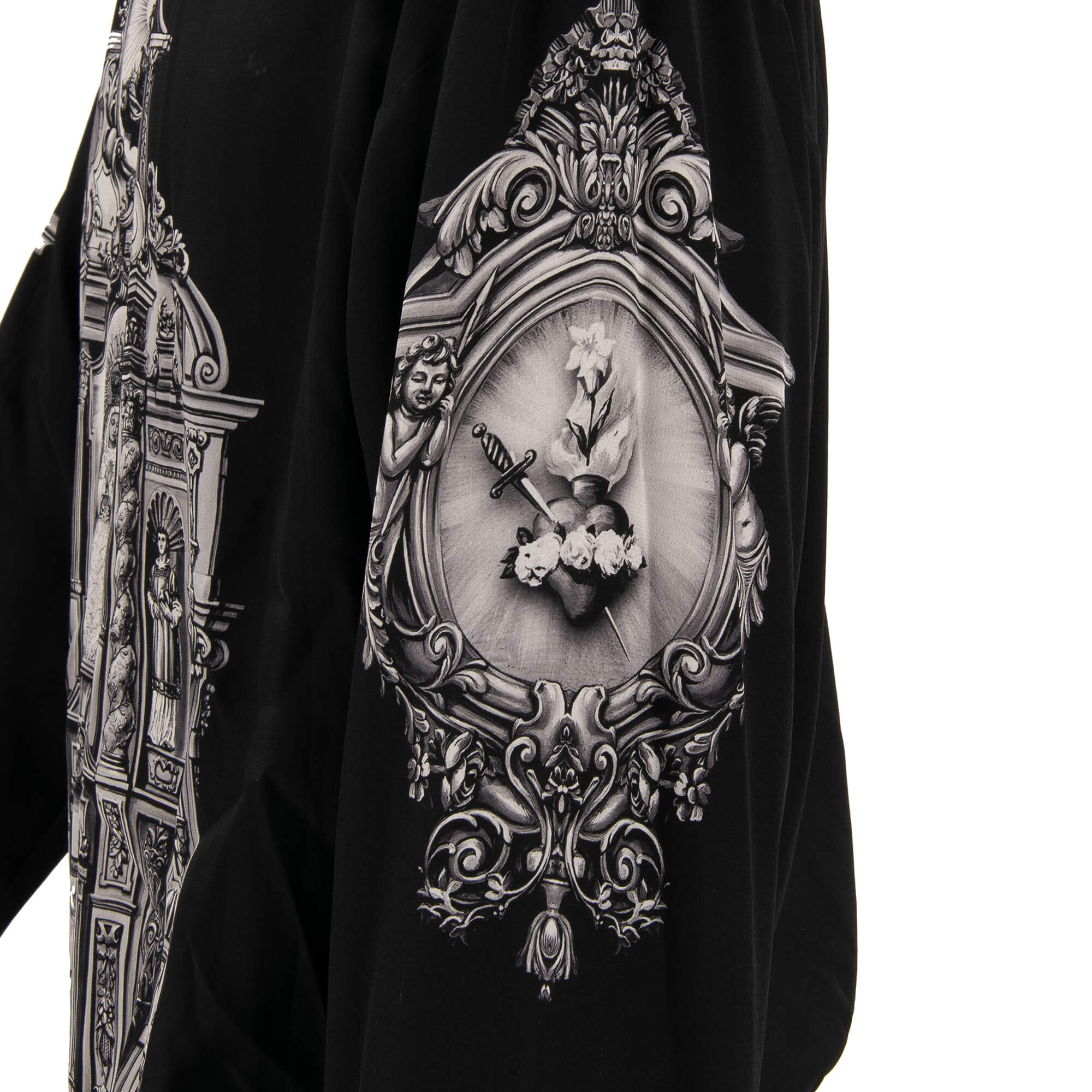 Gefütterter Rundhals Pullover / Sweatshirt aus Seide mit traditionellem Maria und Herz Print von DOLCE & GABBANA